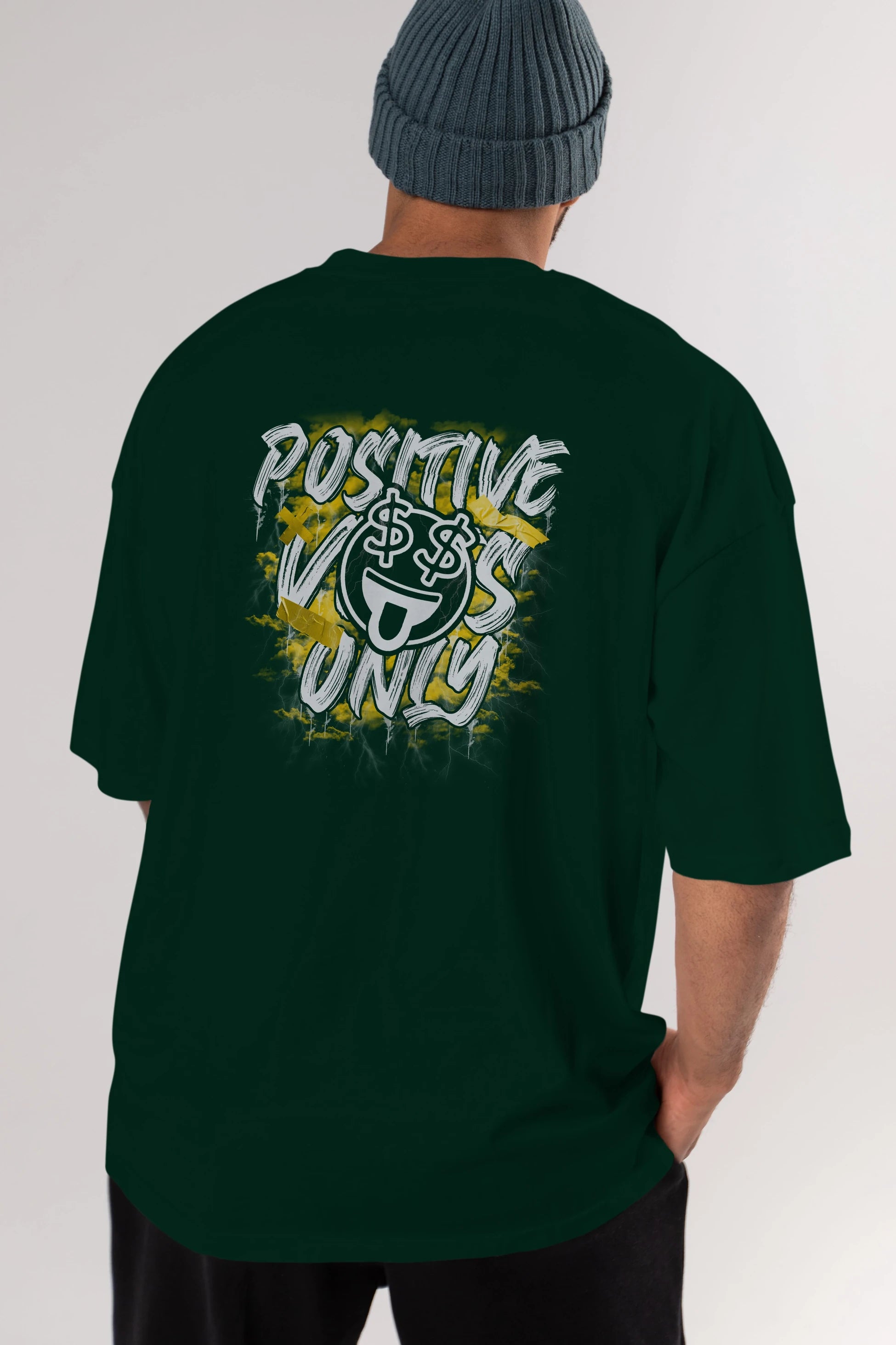 Positive Only Arka Baskılı Oversize t-shirt Erkek Kadın Unisex