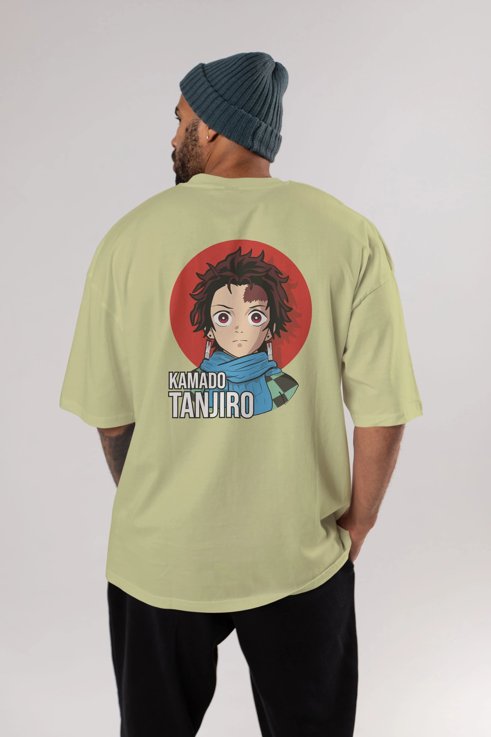 TANJIRO KAMADO Anime Arka Baskılı Oversize t-shirt Erkek Kadın Unisex