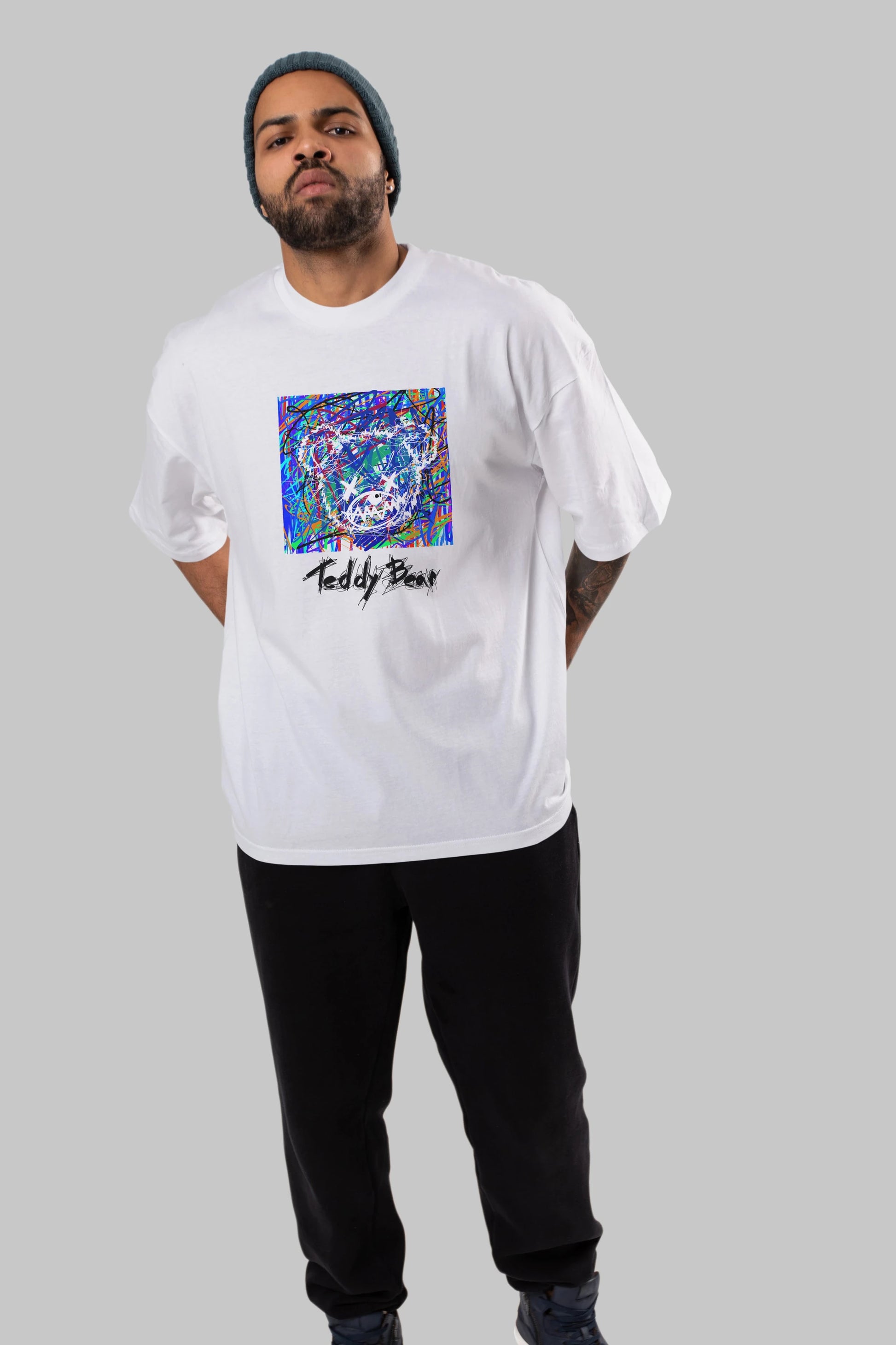 Teddy Bear 3 Ön Baskılı Oversize t-shirt Erkek Kadın Unisex