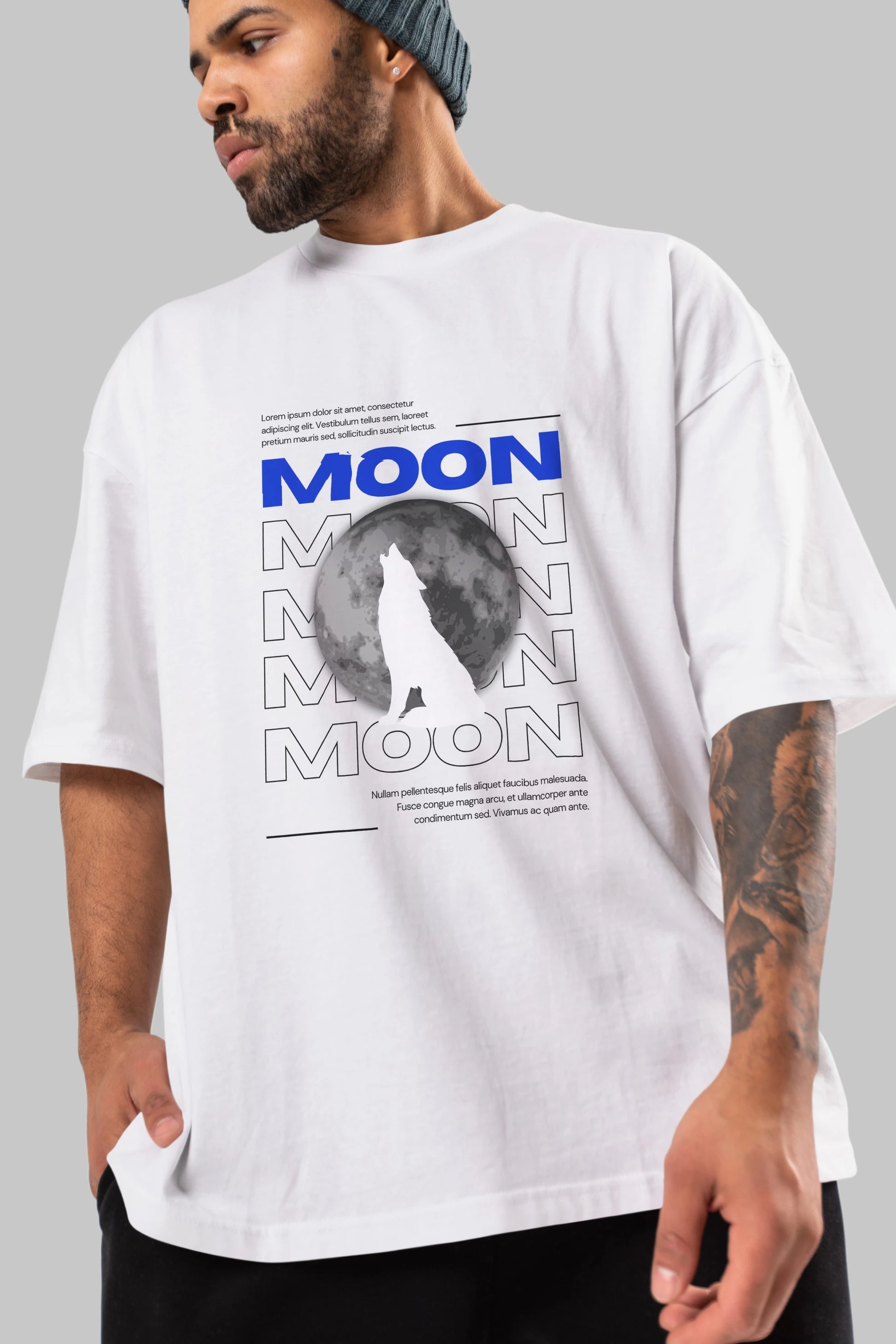 Moon Ön Baskılı Oversize t-shirt Erkek Kadın Unisex