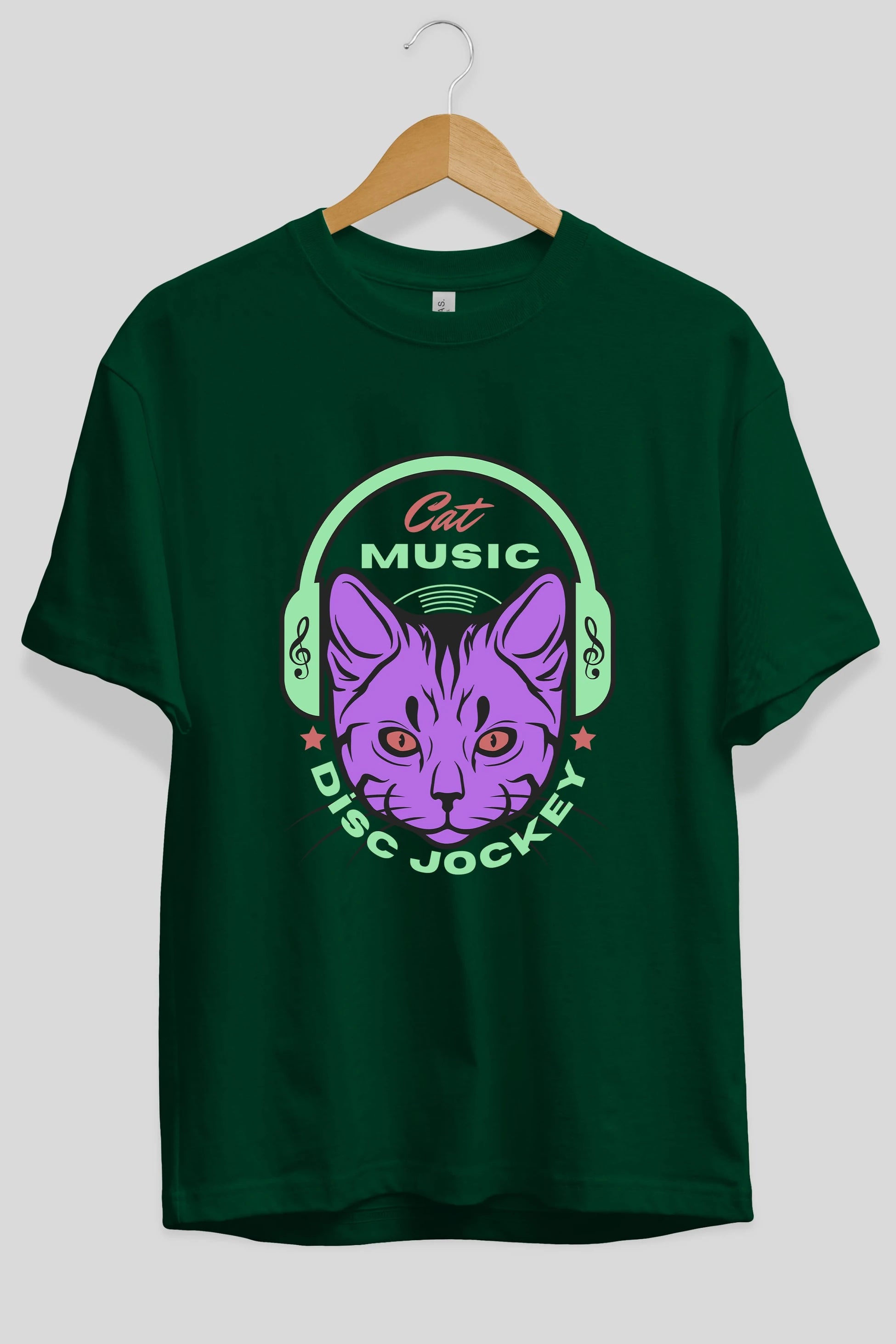 Cat Music Ön Baskılı Oversize t-shirt Erkek Kadın Unisex