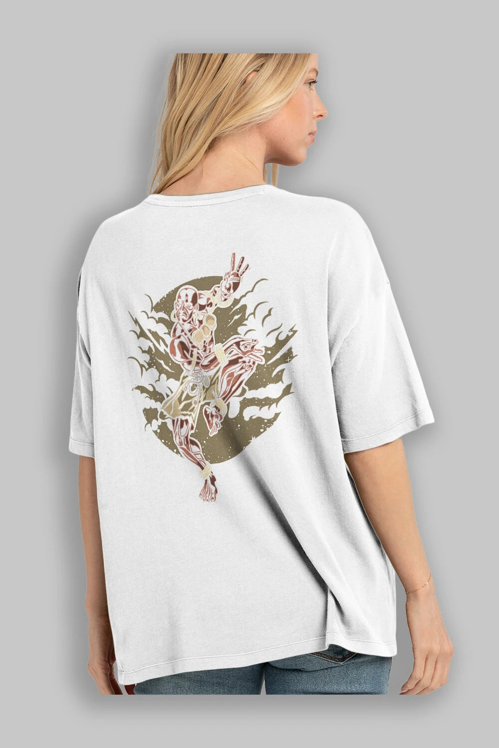 DHALSIM Arka Baskılı Oversize t-shirt Erkek Kadın Unisex %100 Pamuk