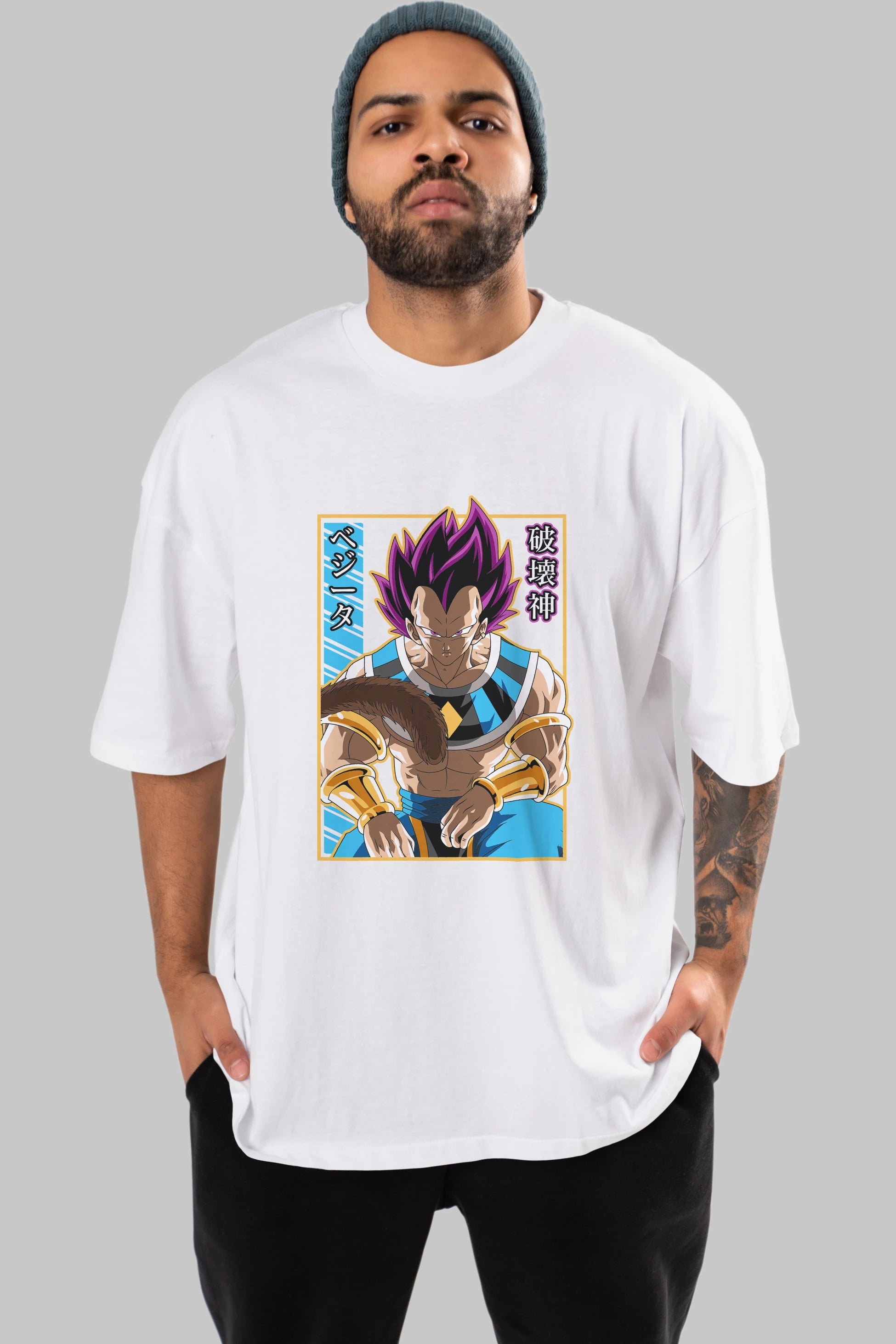 DragonBall VegetaHakaishin Anime Ön Baskılı Oversize t-shirt %100 pamuk Erkek Kadın Unisex