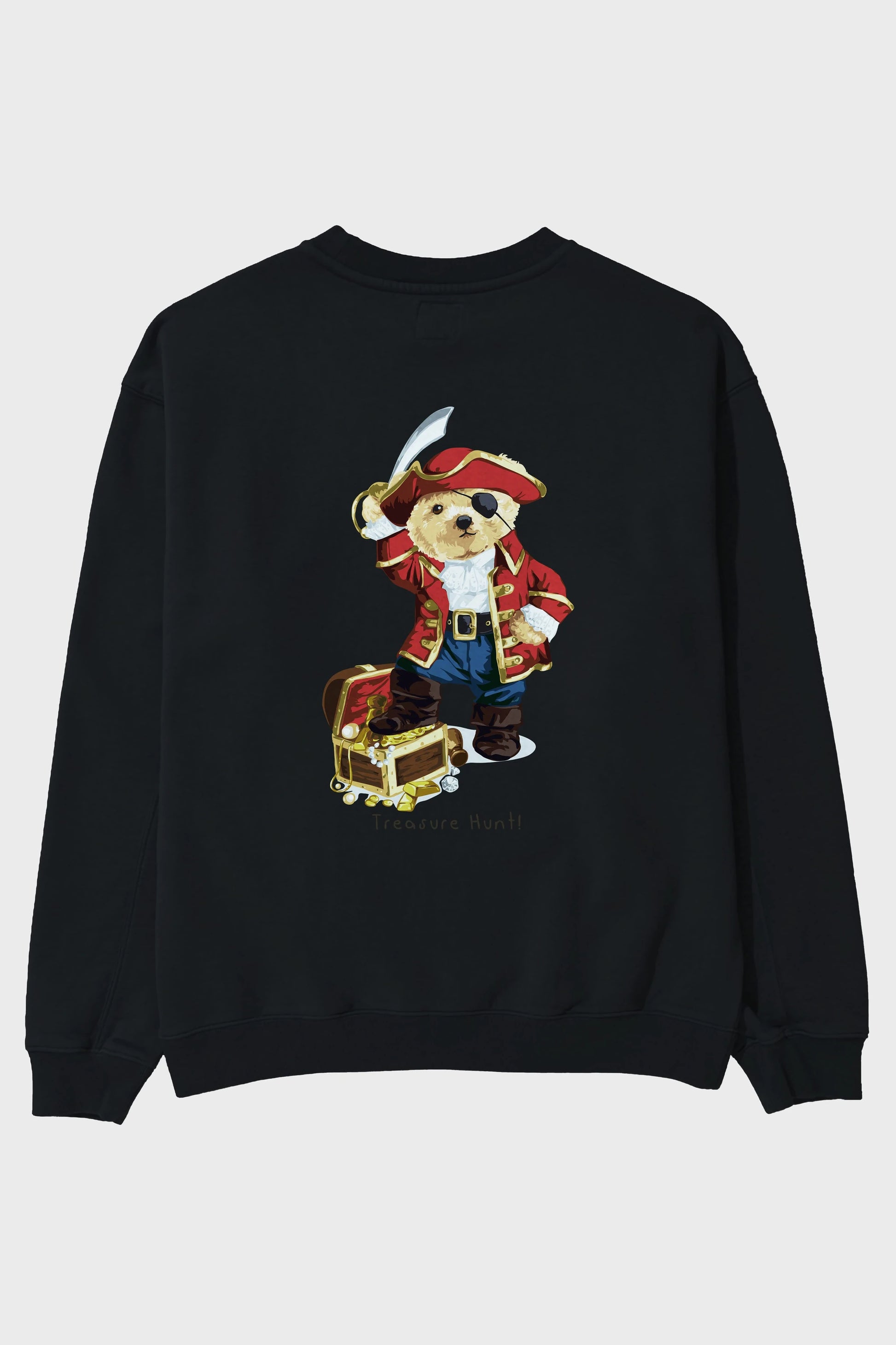 Teddy Bear Treasure Hunt Arka Baskılı Oversize Sweatshirt Erkek Kadın Unisex