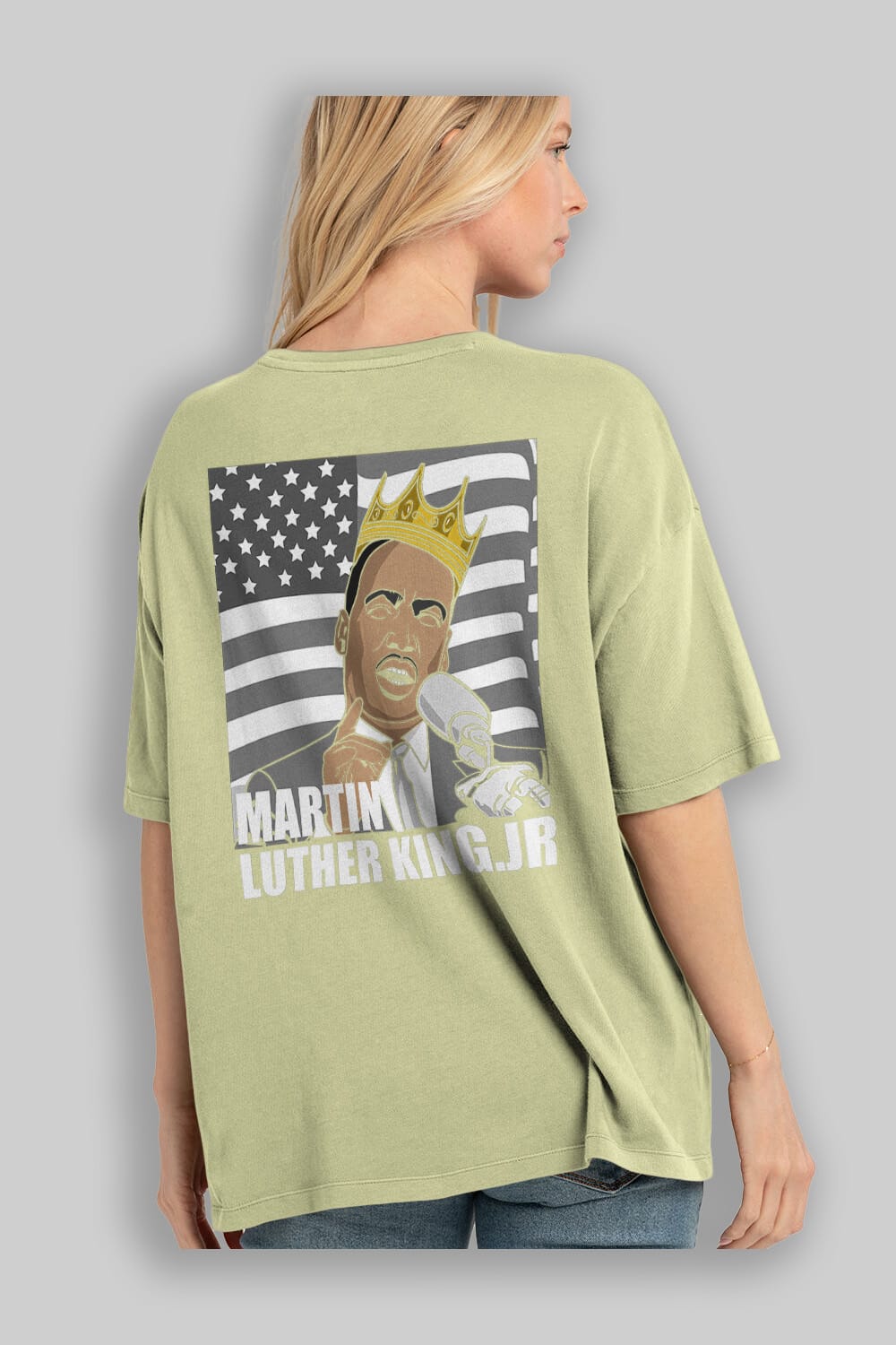 Luther King Arka Baskılı Oversize t-shirt Erkek Kadın Unisex %100 Pamuk tişort
