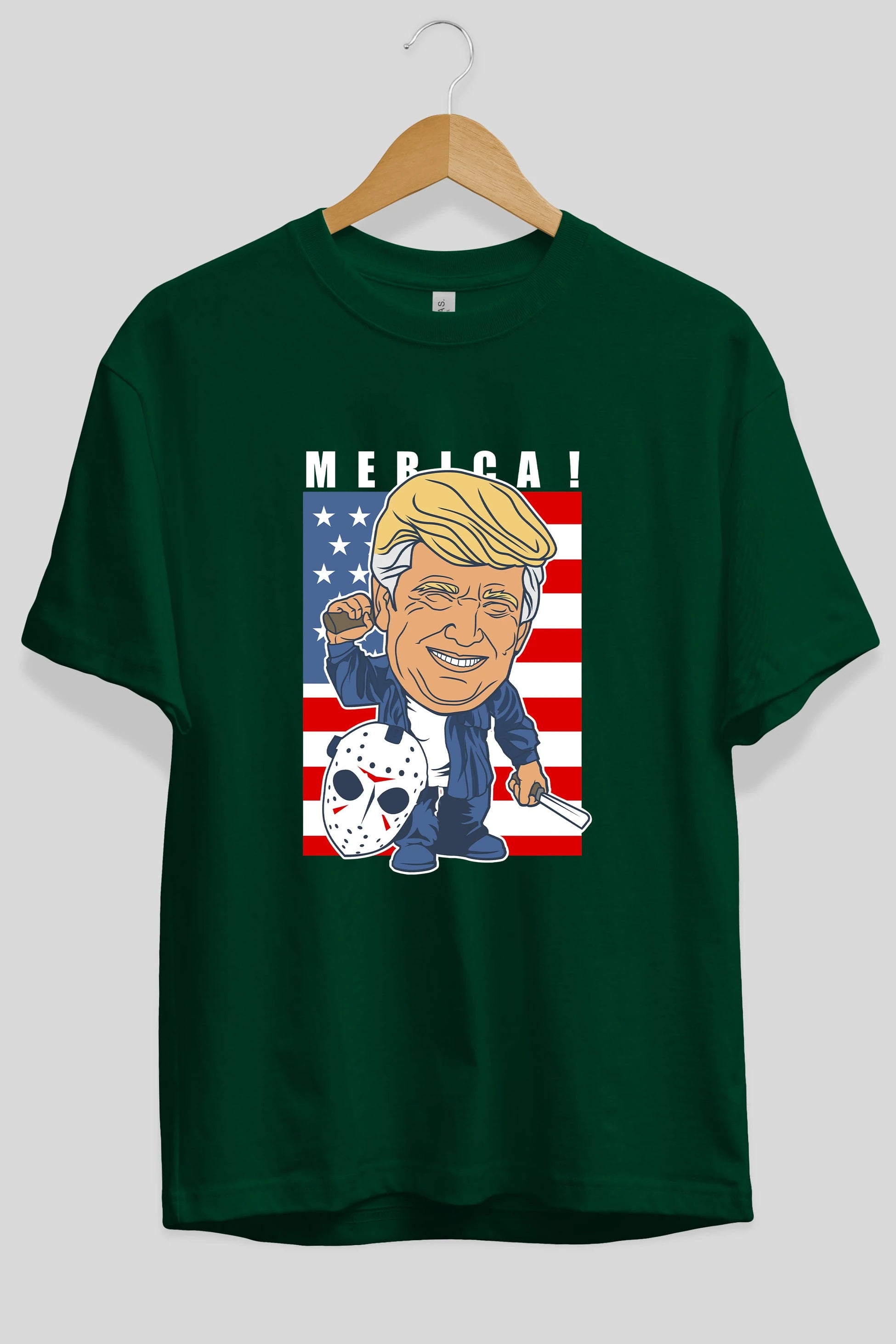 Jason Voorhess Trump Ön Baskılı Oversize t-shirt Erkek Kadın Unisex %100 Pamuk tişort