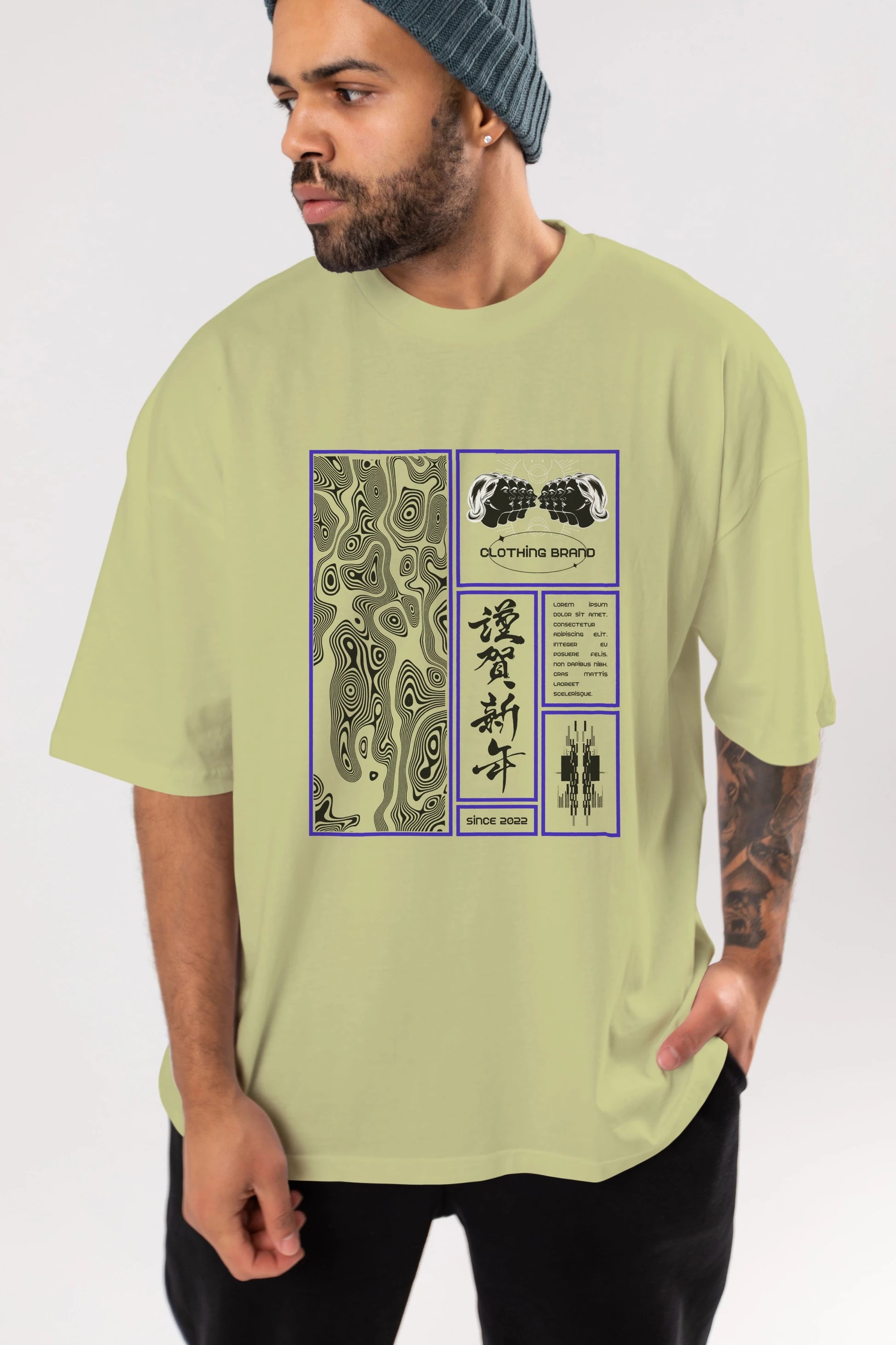 Neon Japanese Streetwear Ön Baskılı Oversize t-shirt Erkek Kadın Unisex
