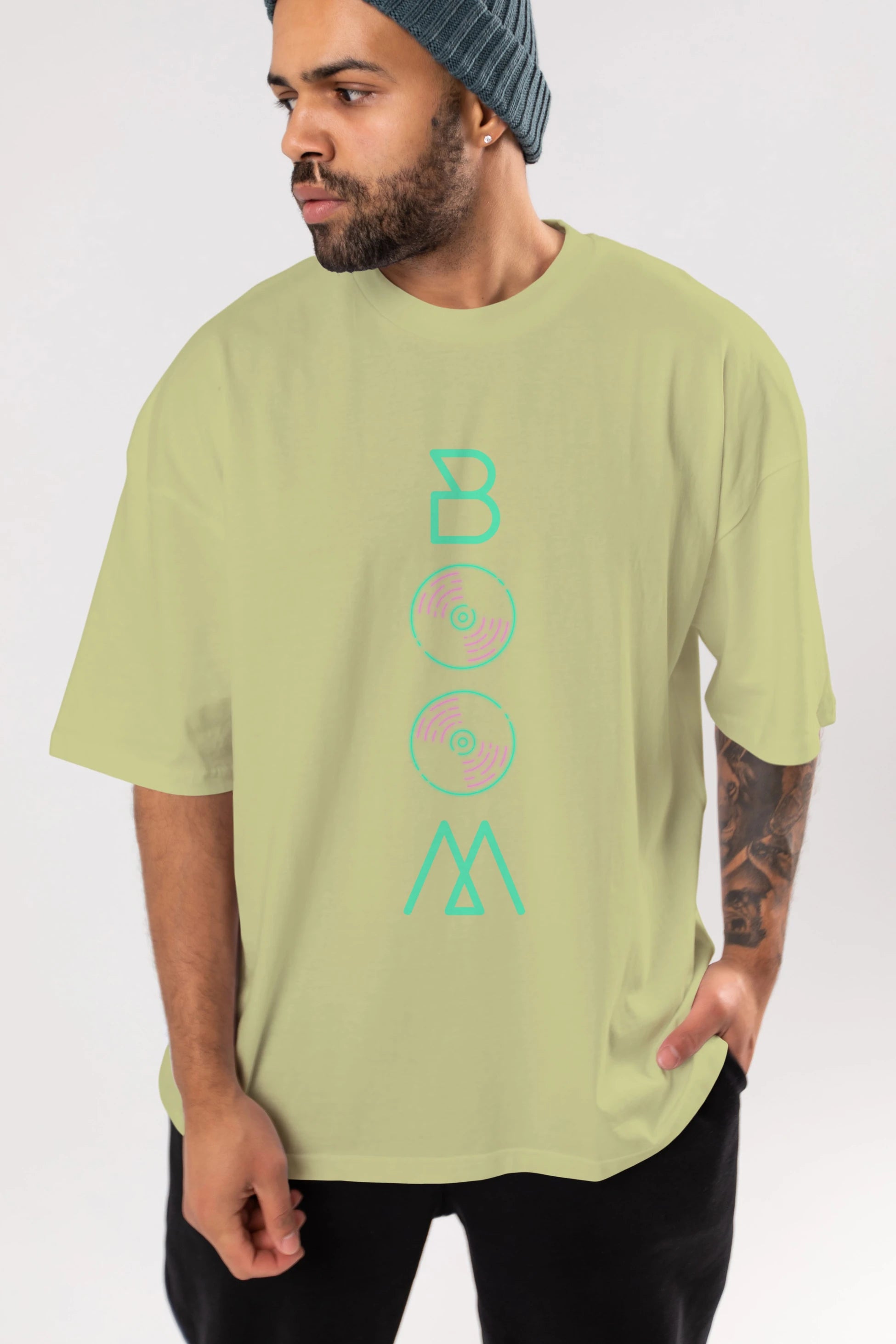 Boom Ön Baskılı Oversize t-shirt Erkek Kadın Unisex