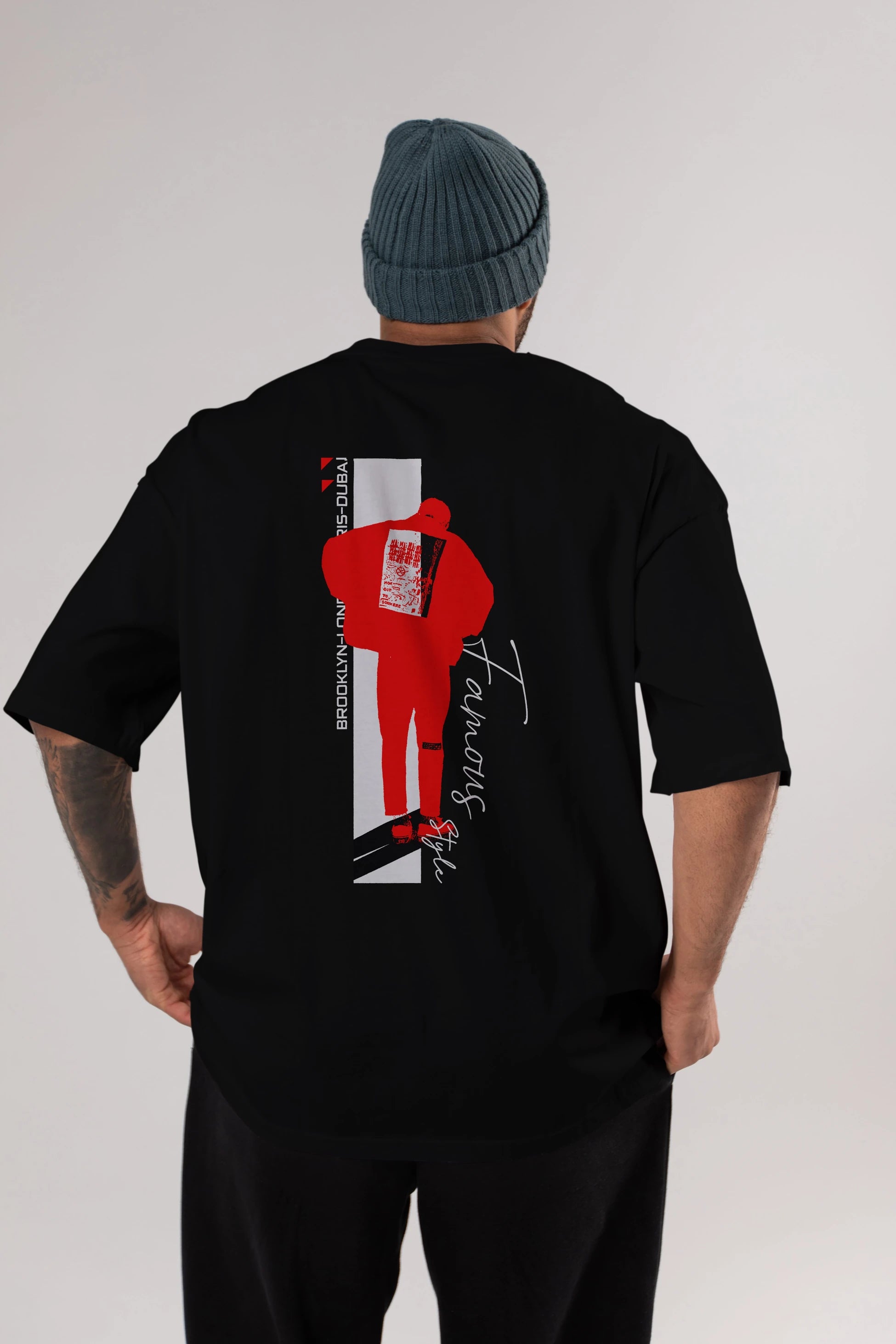 Brooklyn Style Arka Baskılı Oversize t-shirt Erkek Kadın Unisex
