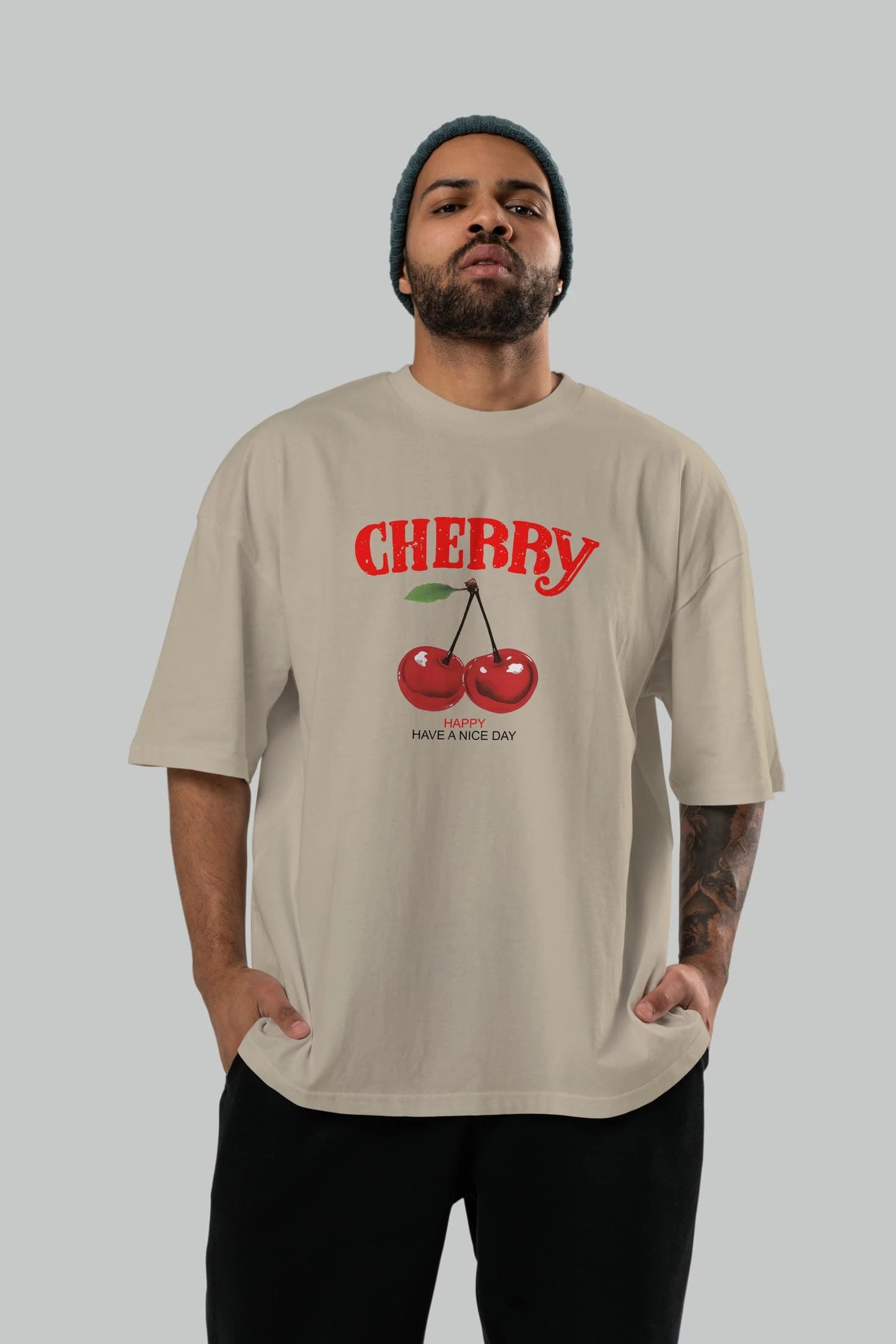 Cherry Cherries 5 Ön Baskılı Oversize t-shirt Erkek Kadın Pamuk Bisiklet Yaka tişort