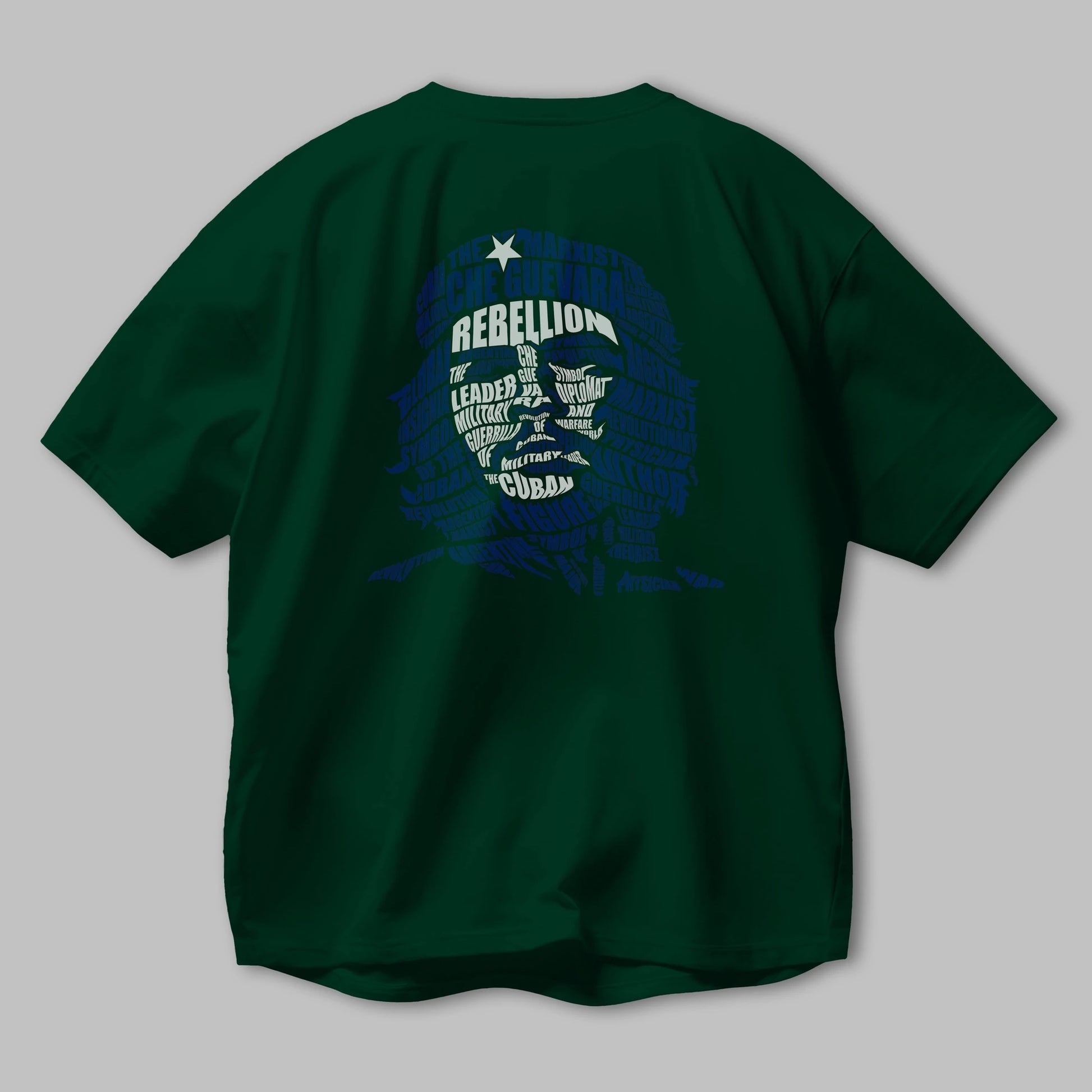 Che Guevara Calligram Arka Baskılı Oversize t-shirt %100 pamuk Erkek Kadın Unisex