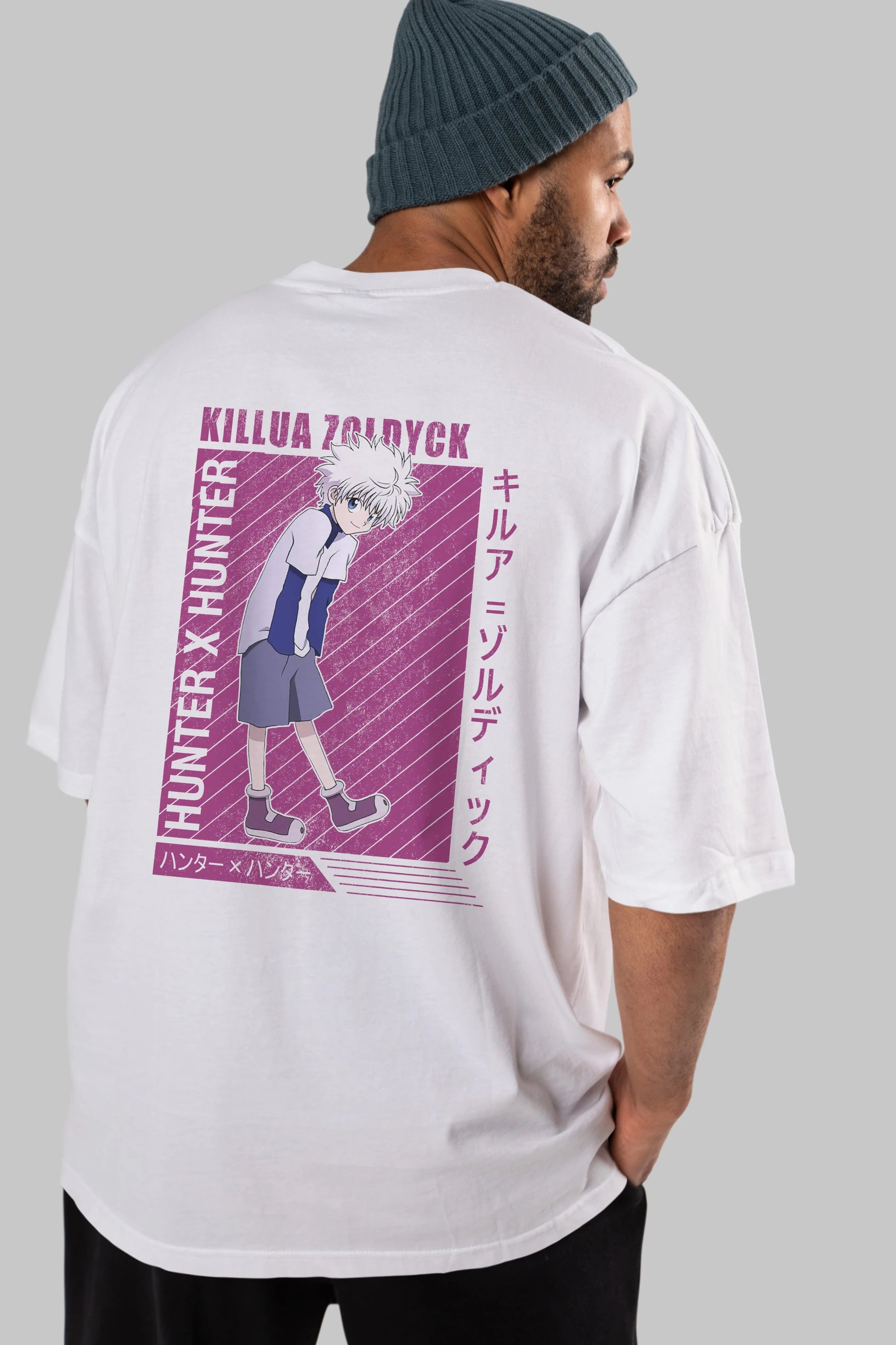 Killua Zoldyck 3 1 Anime Arka Baskılı Oversize t-shirt Erkek Kadın Unisex