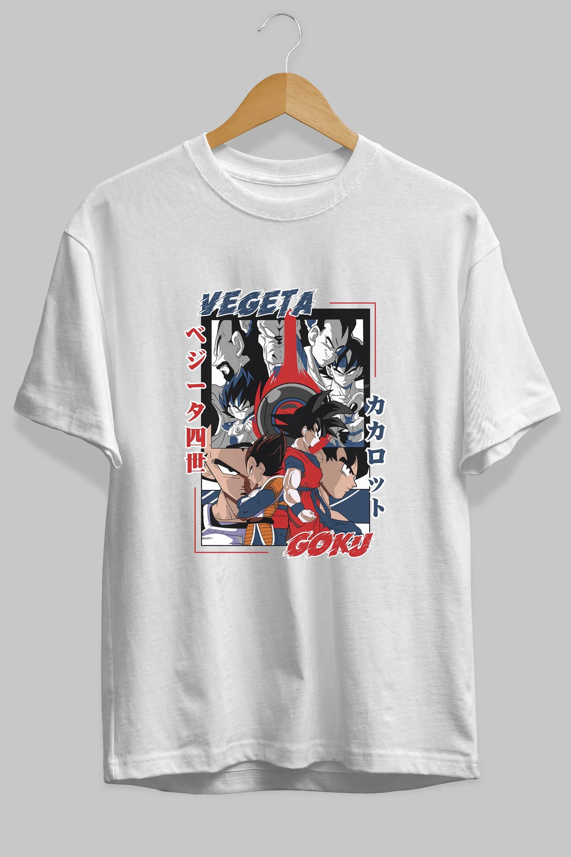 VEGETA VS GOKU Anime Ön Baskılı Oversize t-shirt %100 pamuk Erkek Kadın Unisex