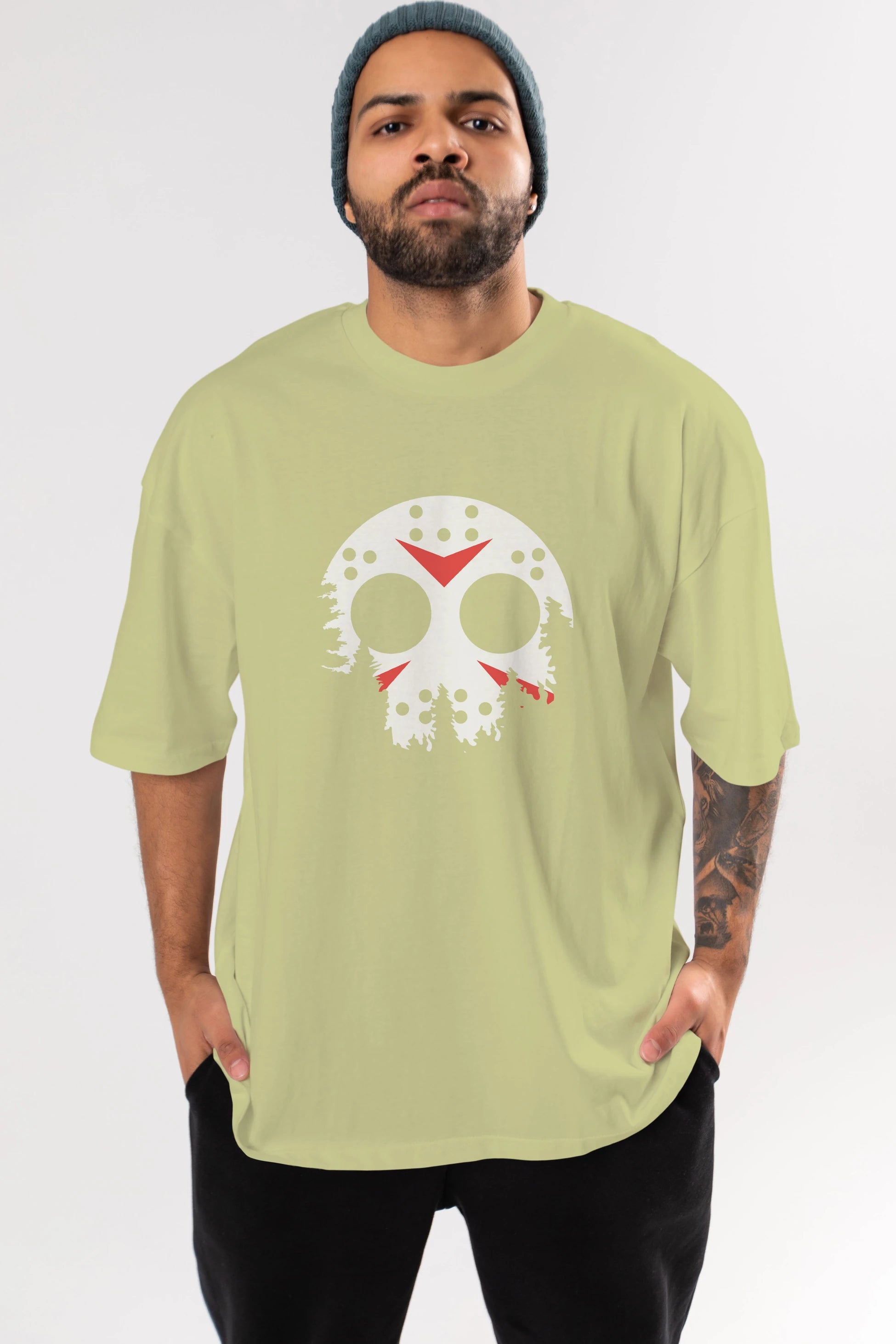 Jason Moon Ön Baskılı Oversize t-shirt %100 pamuk Erkek Kadın Unisex
