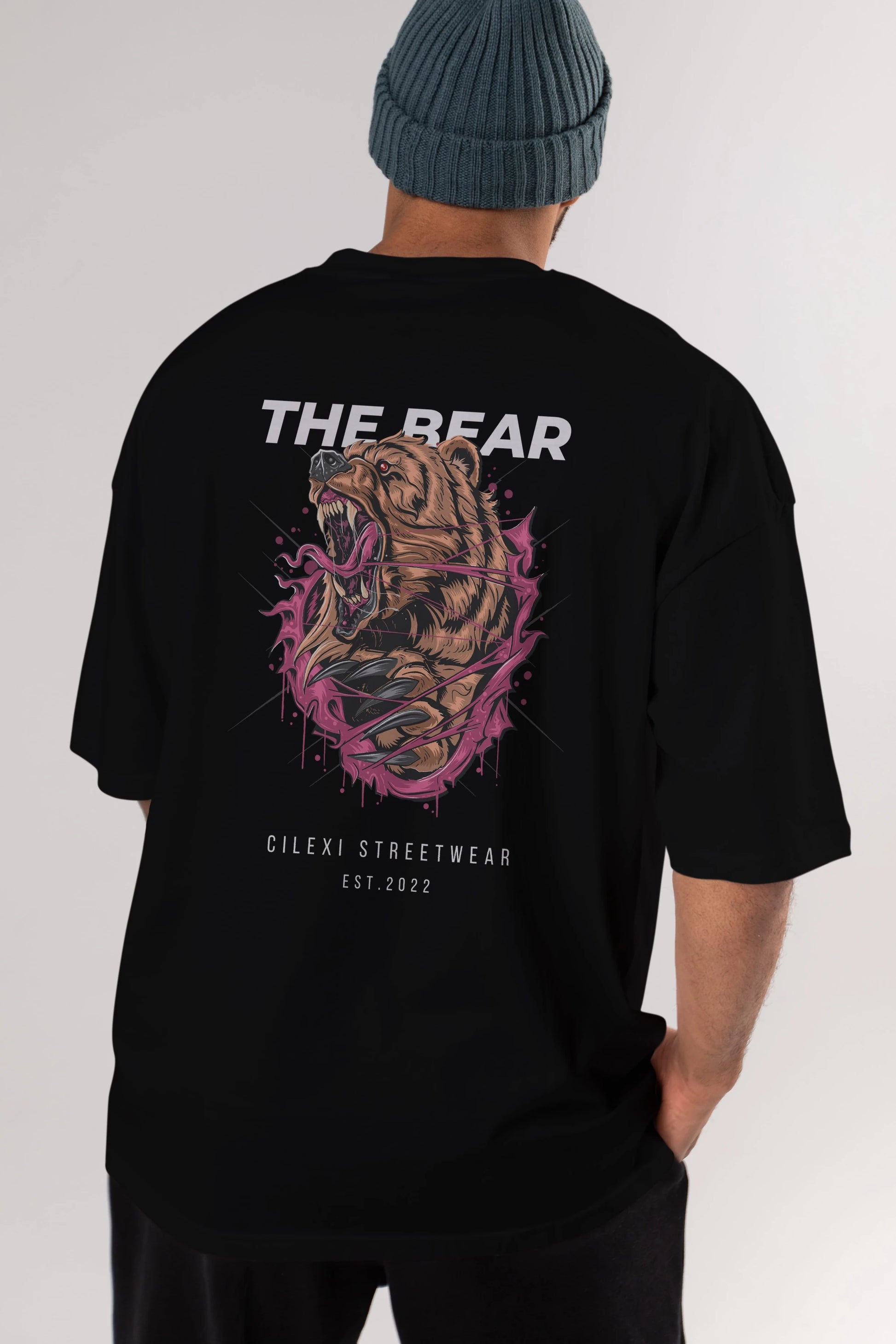 The Bear Arka Baskılı Oversize t-shirt Erkek Kadın Unisex