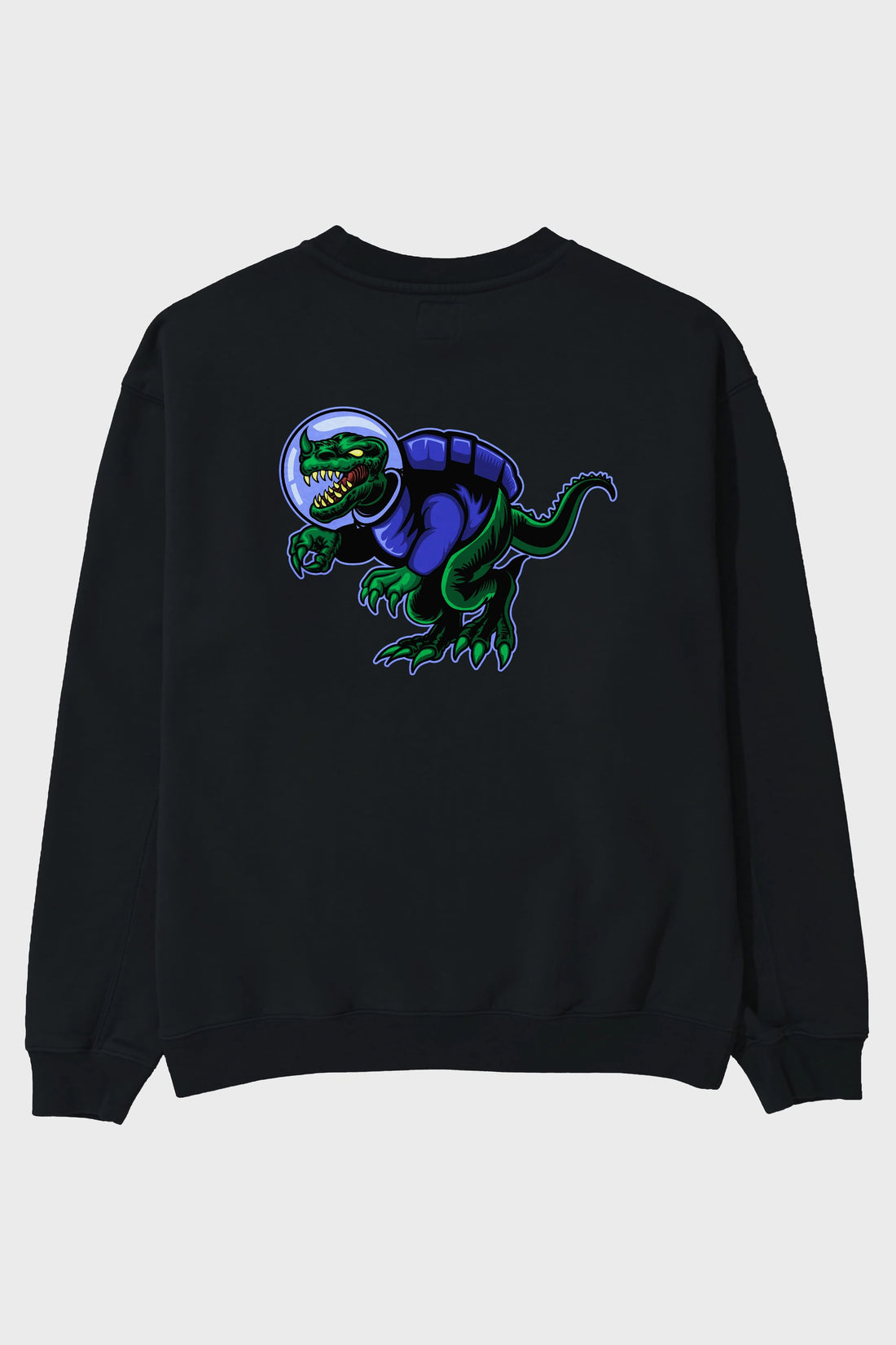 Space Dino Arka Baskılı Oversize Sweatshirt Erkek Kadın Unisex