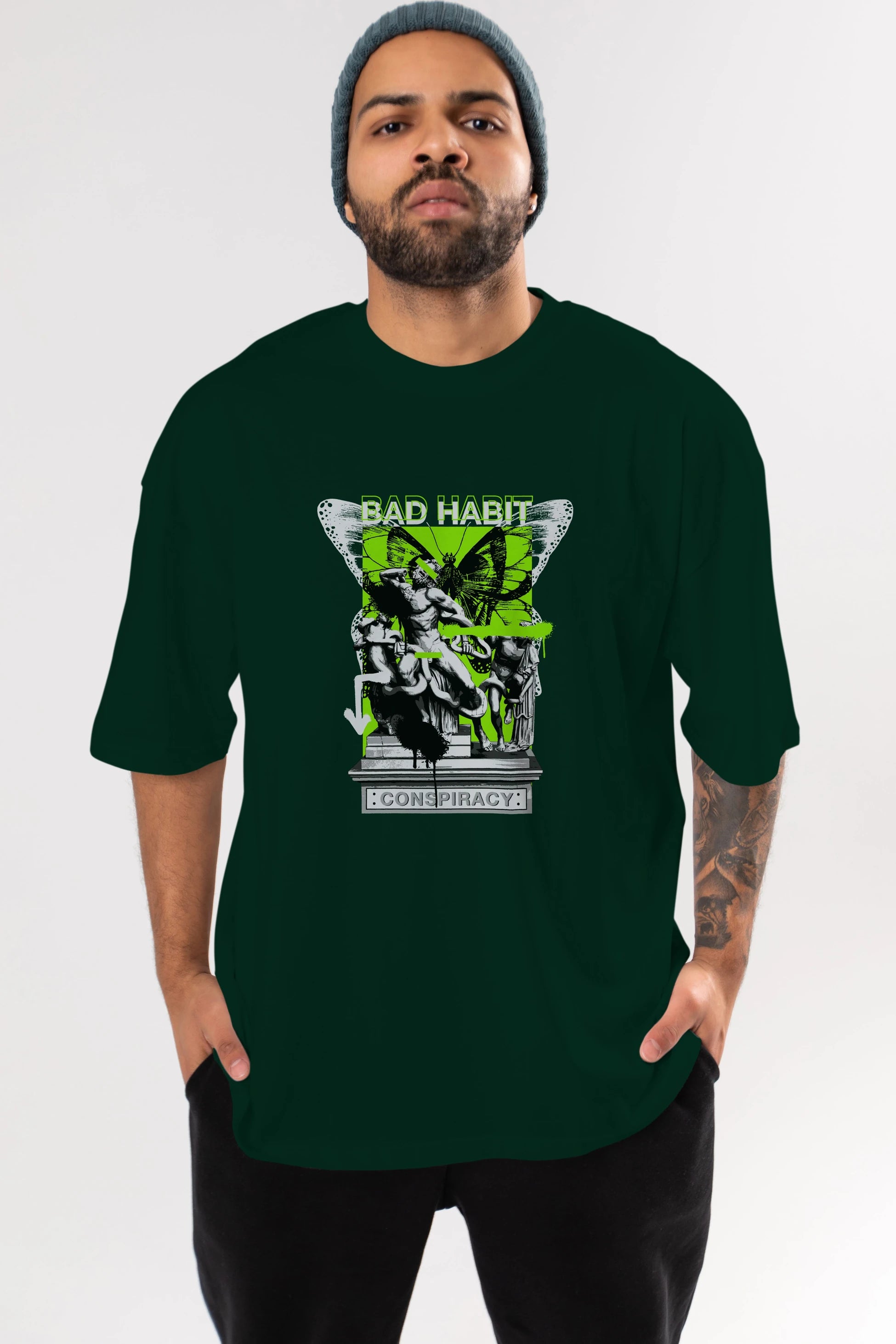 Bad Habit Ön Baskılı Oversize t-shirt Erkek Kadın Unisex