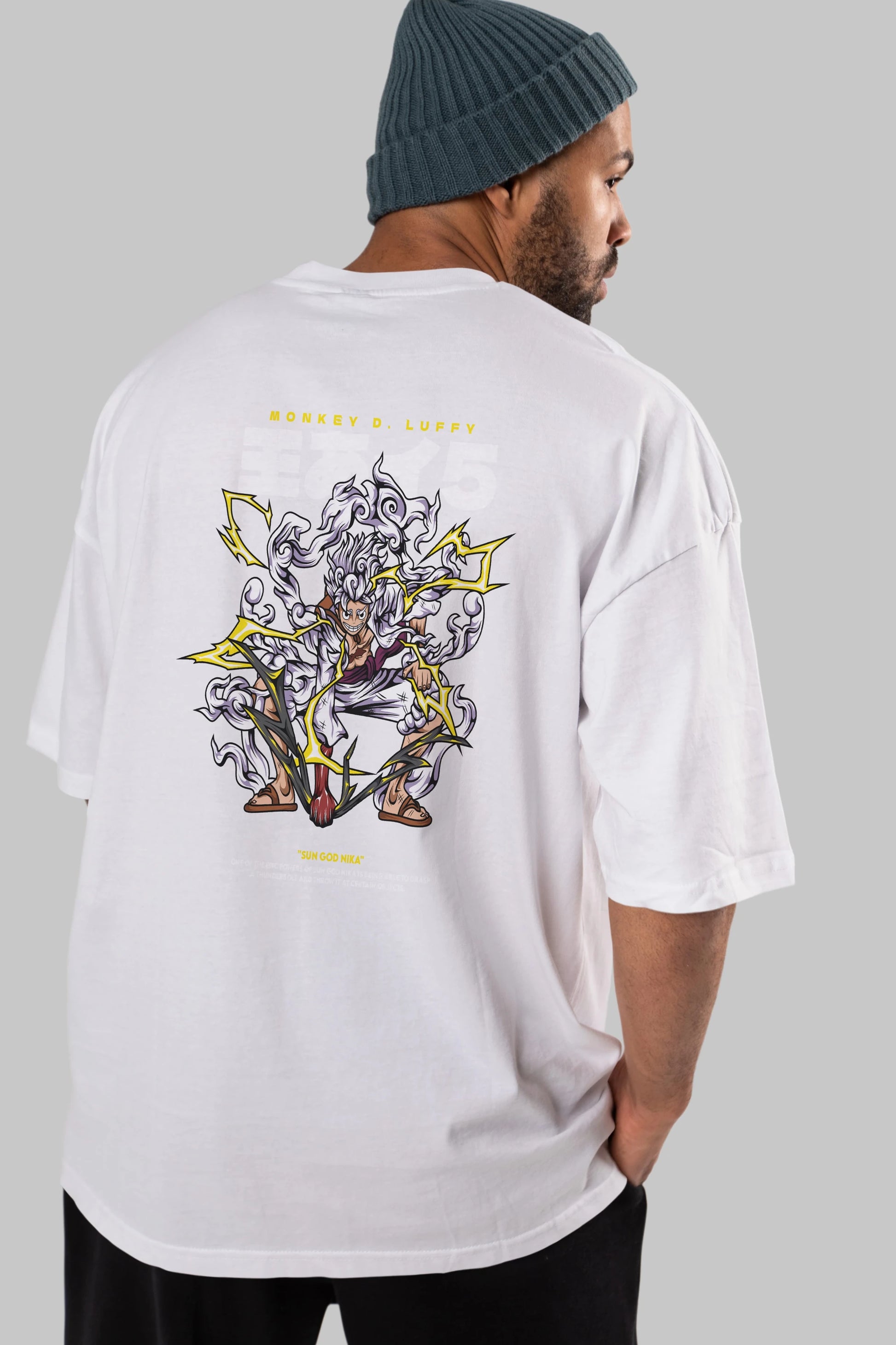 Monkey D. Luffy GEAR5 1 Anime Arka Baskılı Oversize t-shirt Erkek Kadın Unisex
