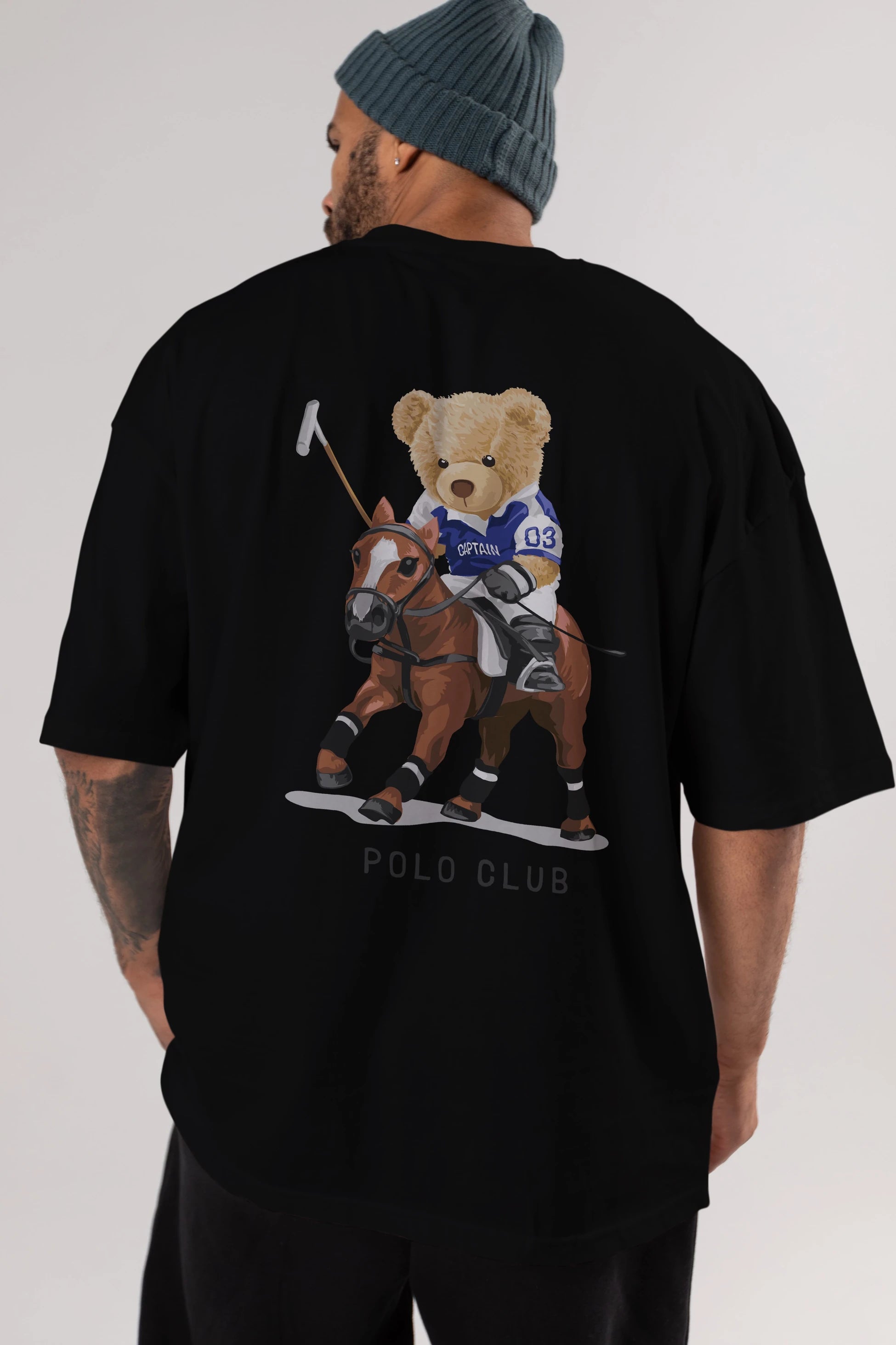 Teddy Bear Polo Club Arka Baskılı Oversize t-shirt Erkek Kadın Unisex %100 Pamuk