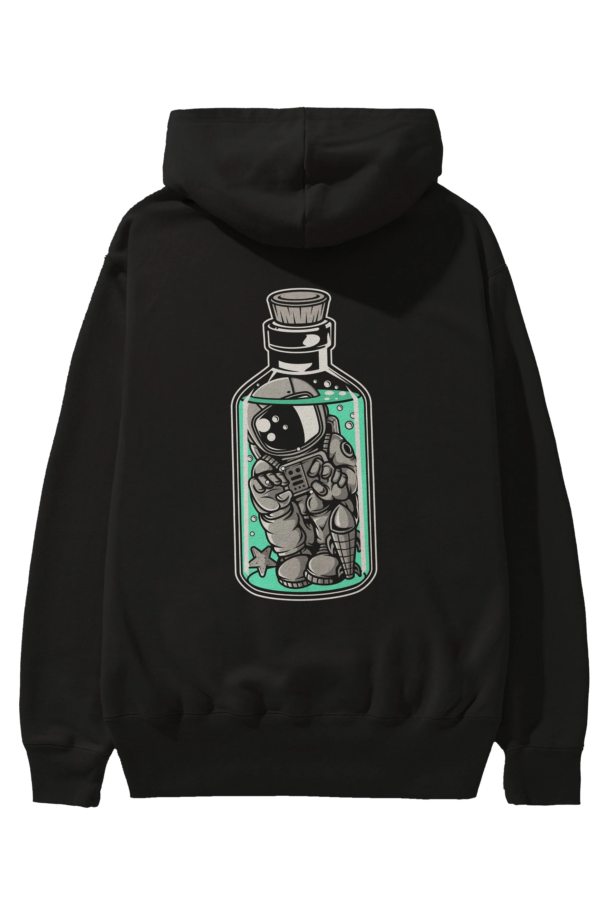 Astronaut in The Bottle Arka Baskılı Hoodie Oversize Kapüşonlu Sweatshirt Erkek Kadın Unisex