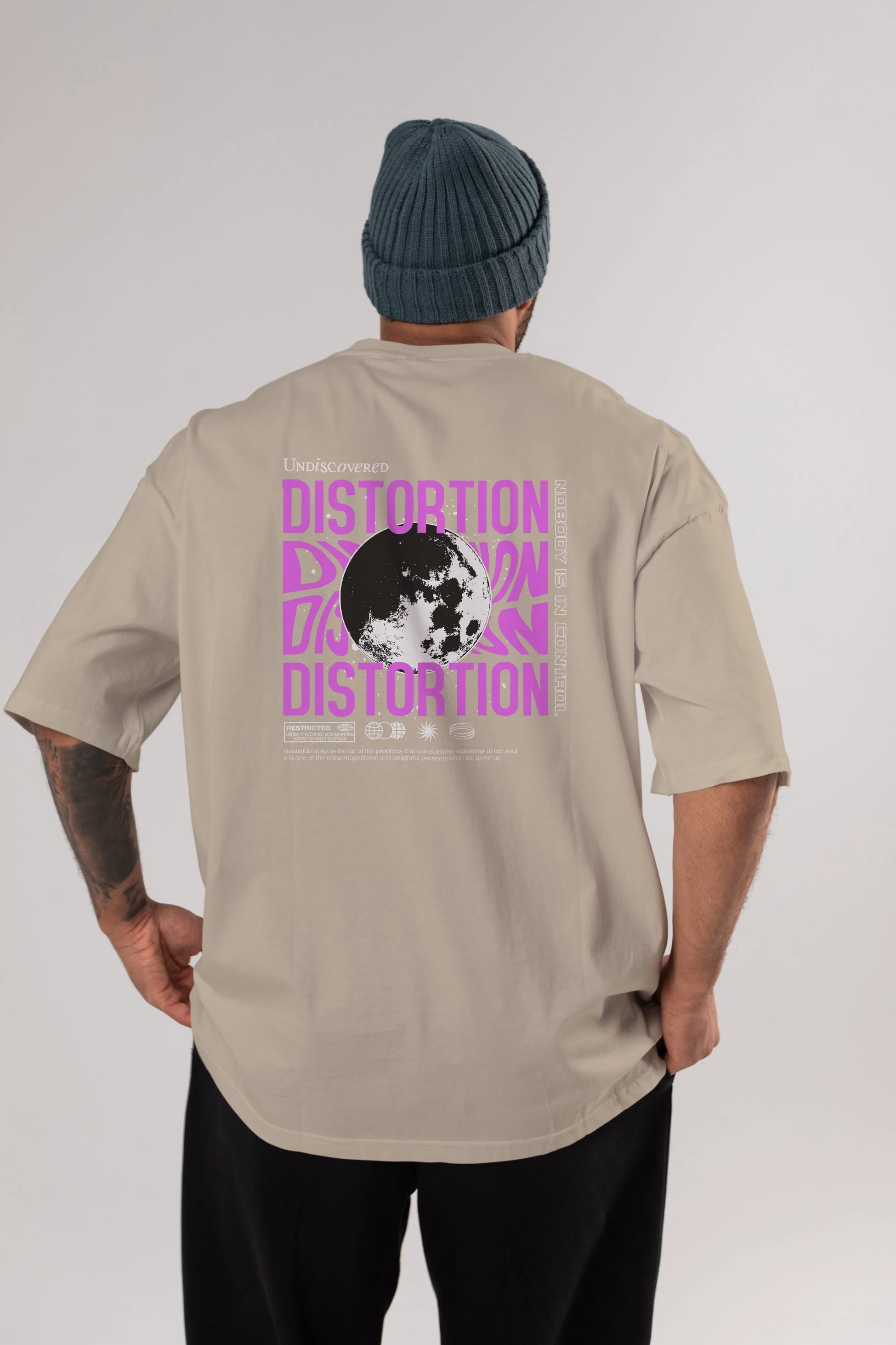 Distortion Arka Baskılı Oversize t-shirt Erkek Kadın Unisex