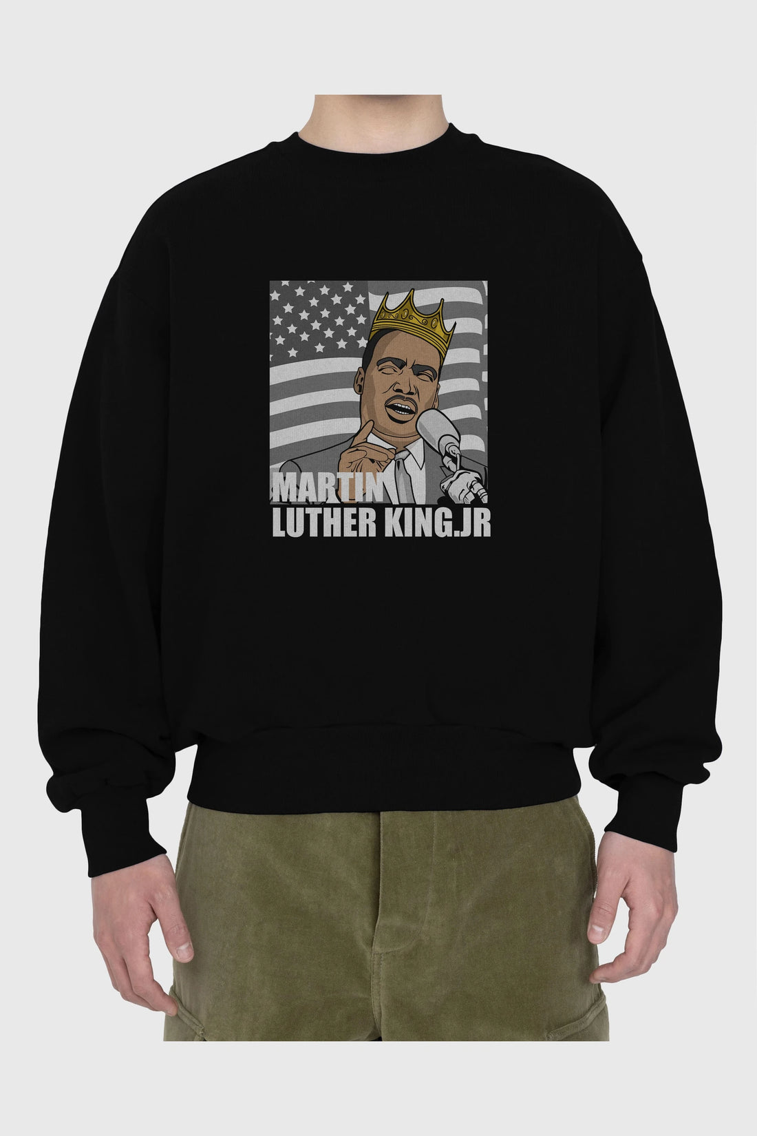 Luther King Ön Baskılı Oversize Sweatshirt Erkek Kadın Unisex