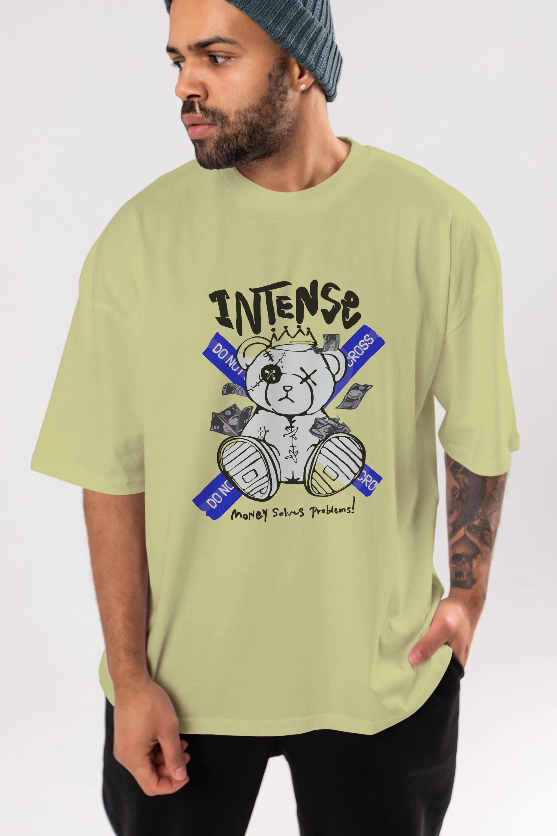 Teddy Bear intense Ön Baskılı Oversize t-shirt Erkek Kadın Unisex