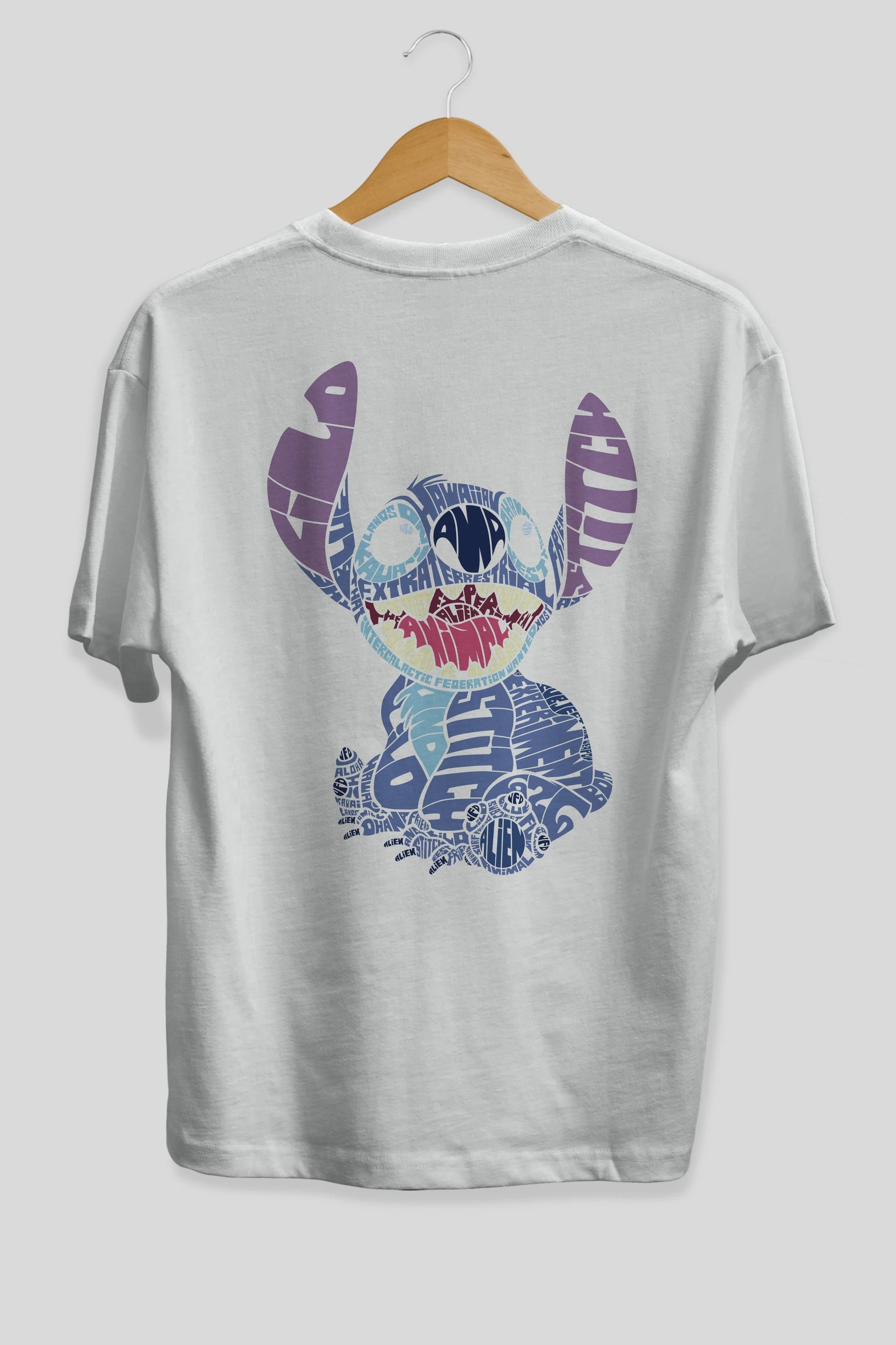 Stitch Arka Baskılı Oversize t-shirt %100 pamuk Erkek Kadın Unisex
