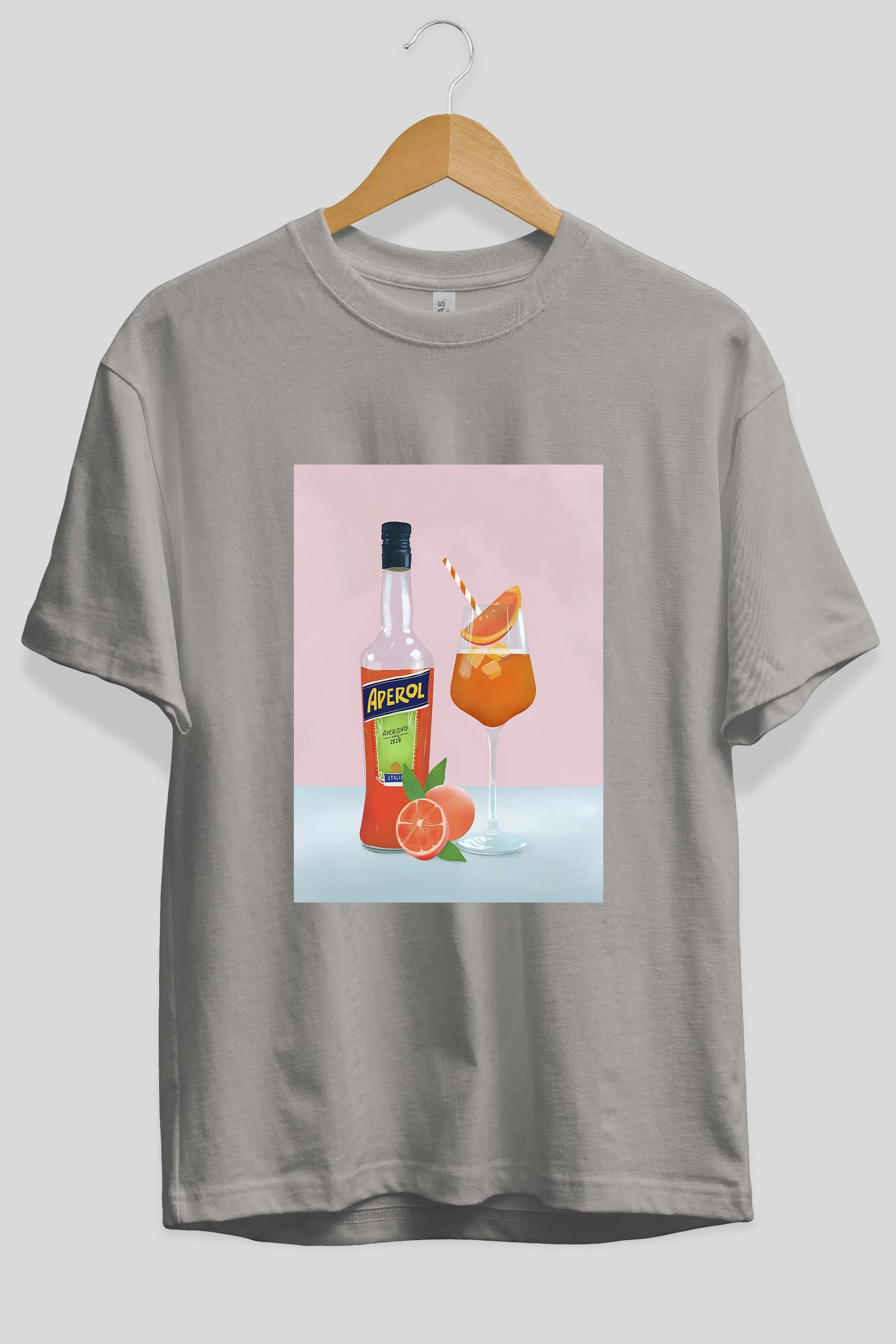 Aperol Spritz 3 Ön Baskılı Oversize t-shirt Erkek Kadın Unisex %100 Pamuk Bisiklet Yaka tişort