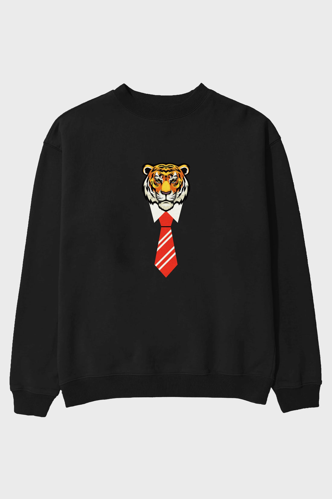 Tiger With Tie Ön Baskılı Oversize Sweatshirt Erkek Kadın Unisex
