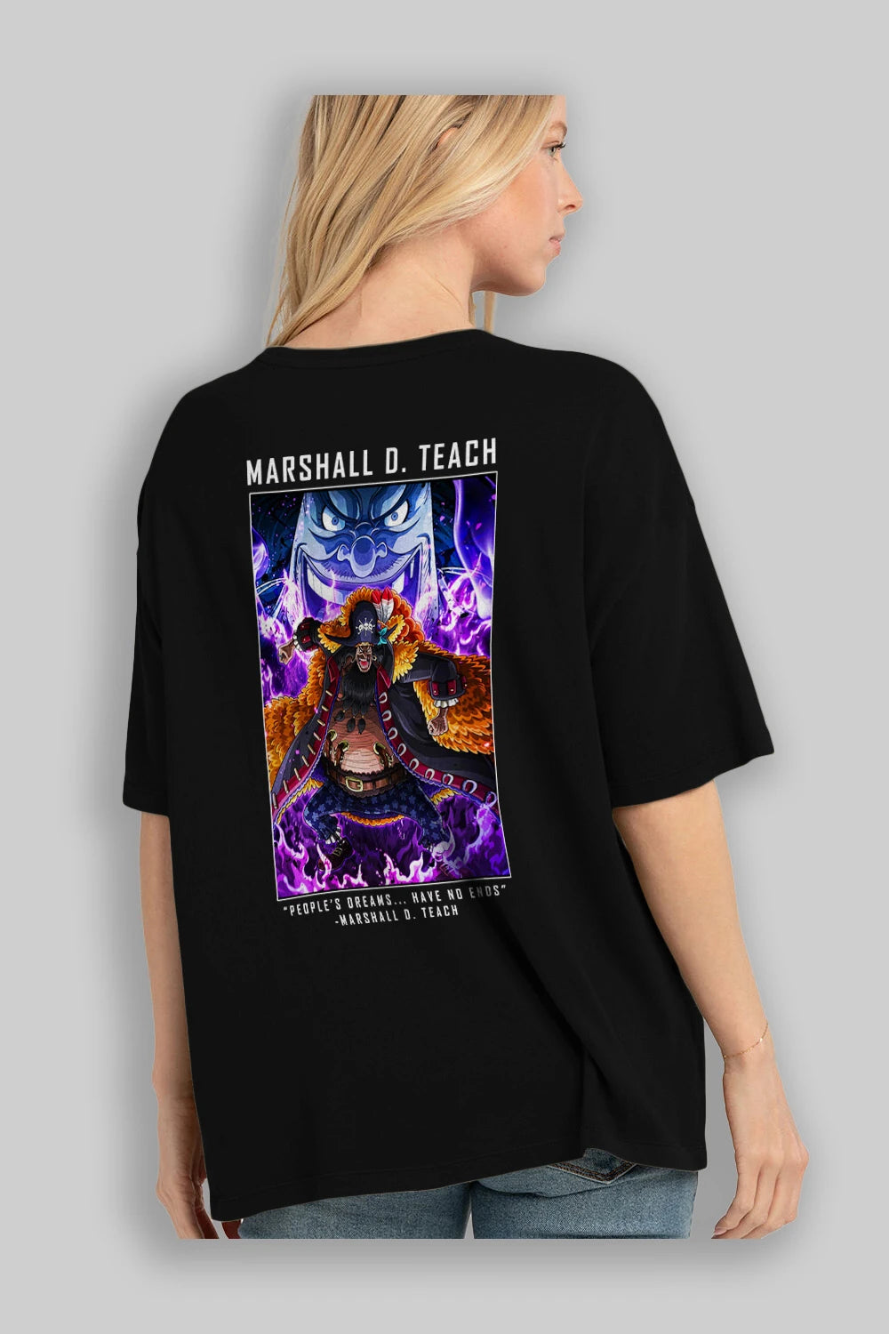 Blackbeard Anime Arka Baskılı Oversize t-shirt Erkek Kadın Unisex %100 pamuk tişort