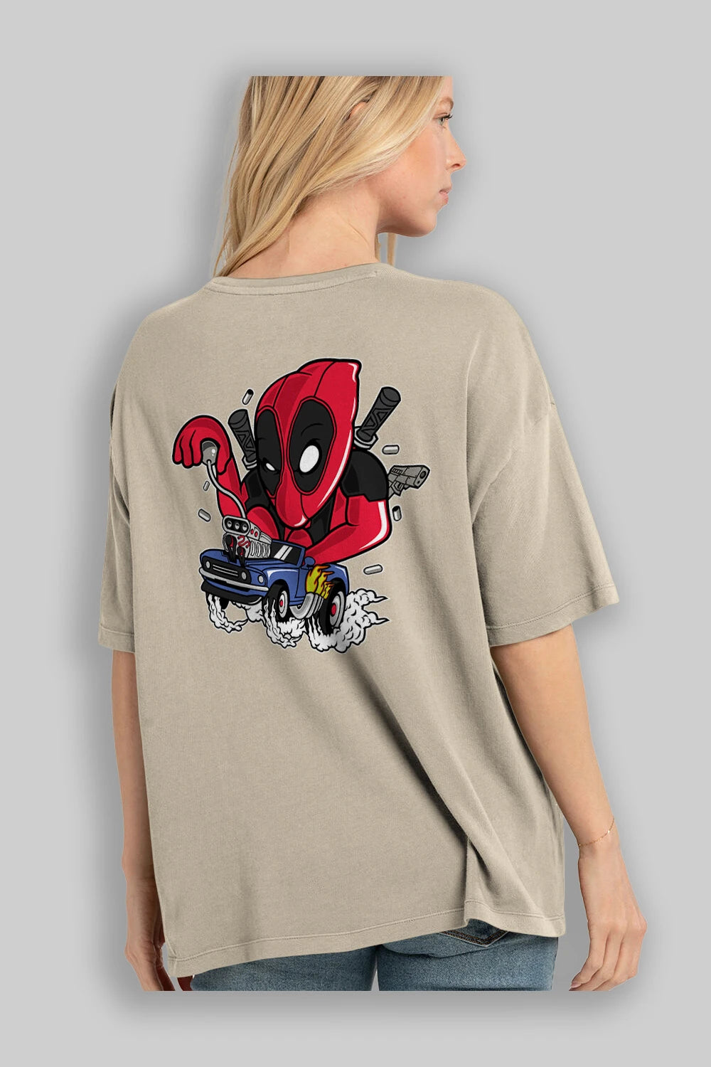 Deadpool (21) Arka Baskılı Oversize t-shirt Erkek Kadın Unisex %100 Pamuk Bisiklet Yaka tişort