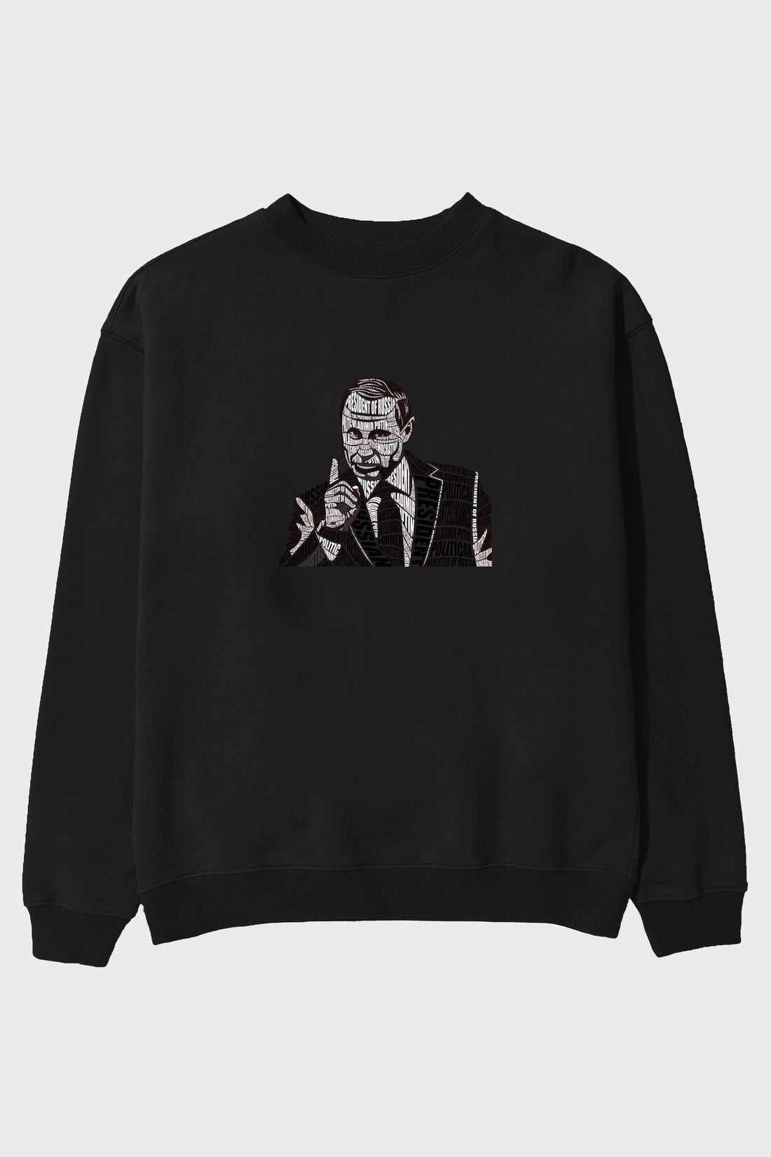 Putin Calligram Ön Baskılı Oversize Sweatshirt Erkek Kadın Unisex
