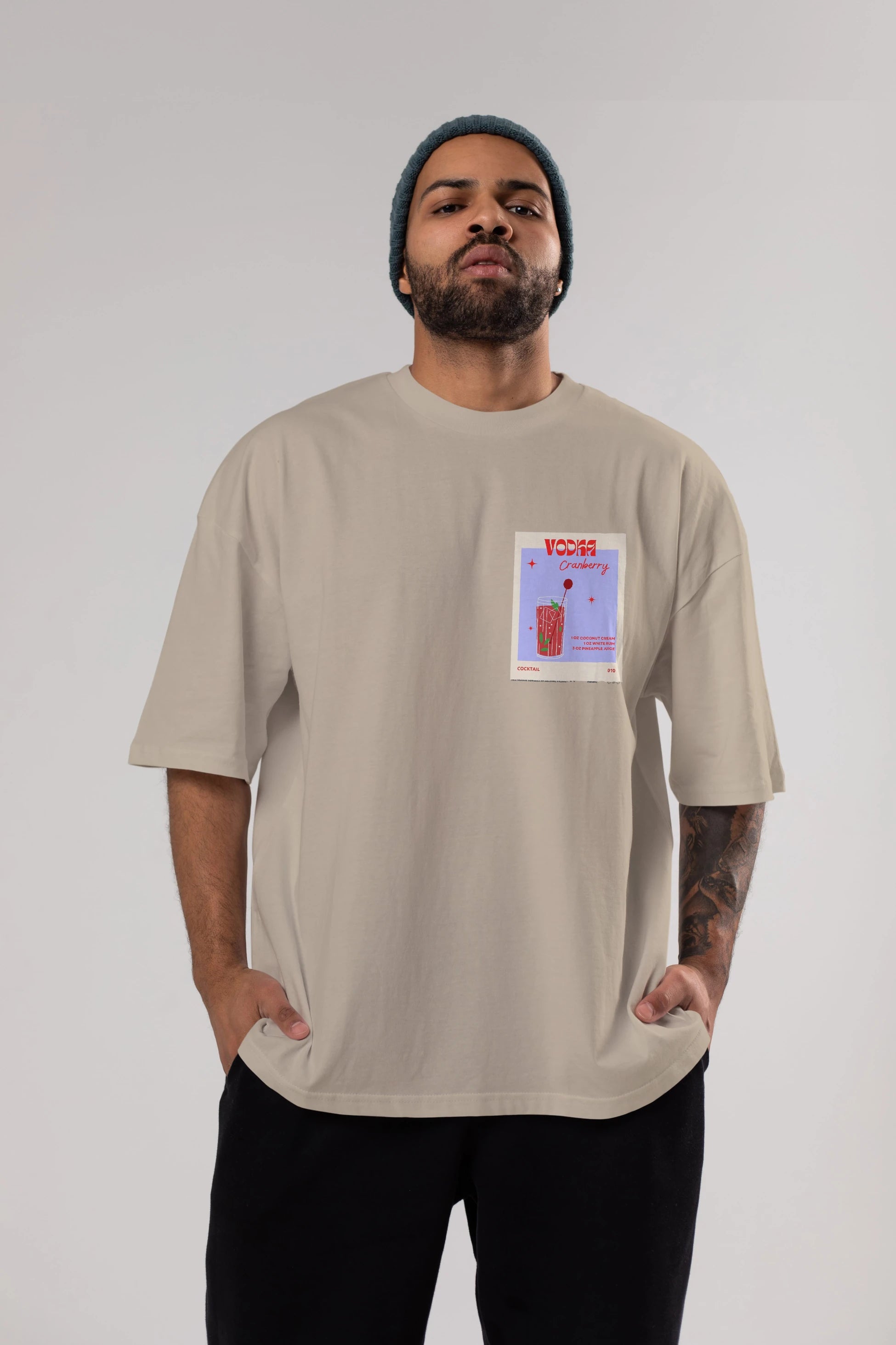 Vodka Cranberry Ön Sol Baskılı Oversize t-shirt Erkek Kadın Unisex %100 Pamuk Bisiklet Yaka tişort