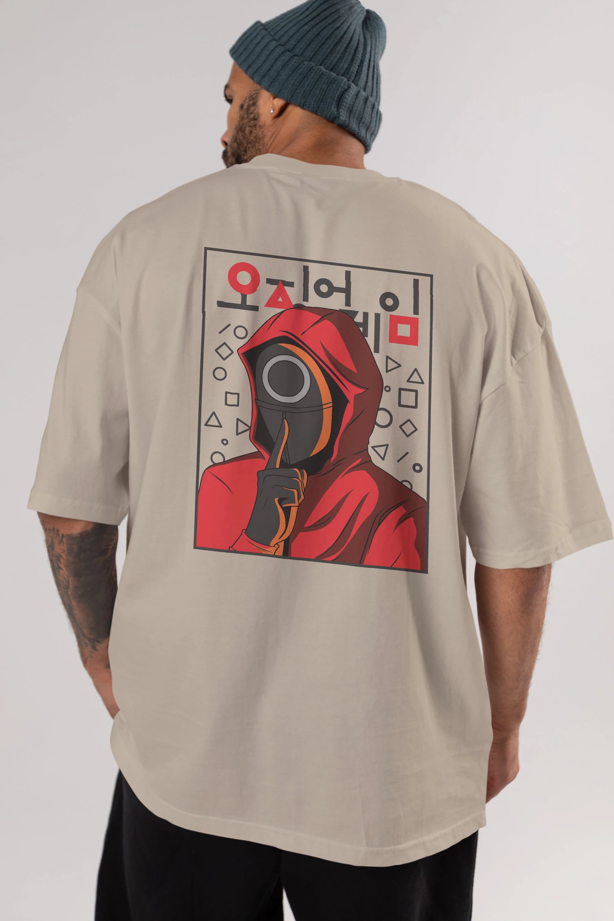 Squid Game (5) Arka Baskılı Oversize t-shirt Erkek Kadın Unisex %100 Pamuk Bisiklet Yaka tişort