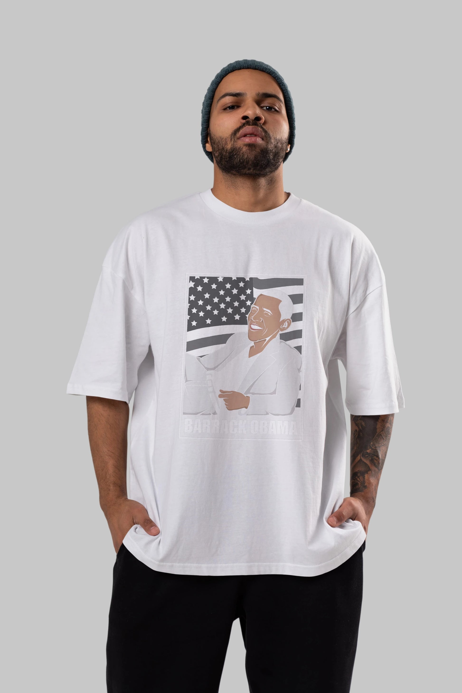 Obama Thriller Ön Baskılı Oversize t-shirt Erkek Kadın Unisex %100 Pamuk tişort