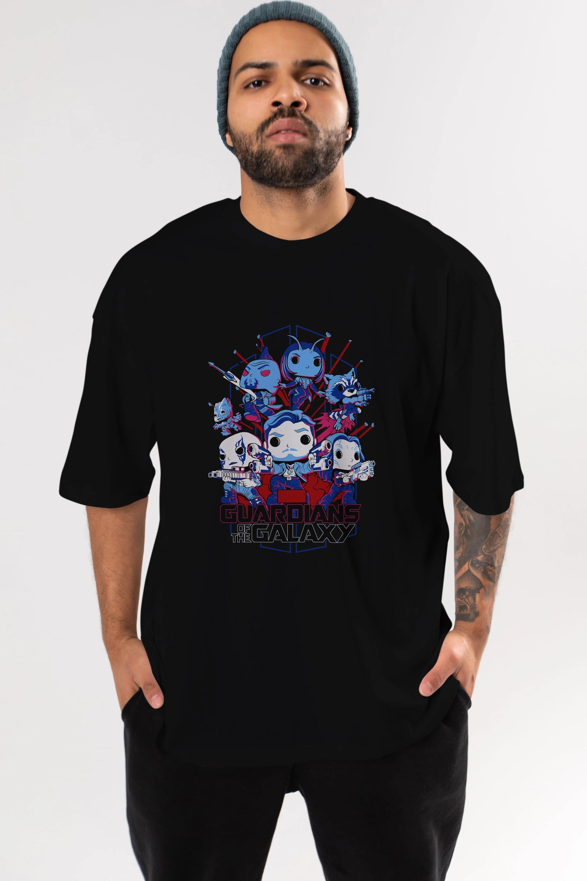 Guardians of the Galaxy Ön Baskılı Oversize t-shirt Erkek Kadın Unisex %100 Pamuk Bisiklet Yaka tişort