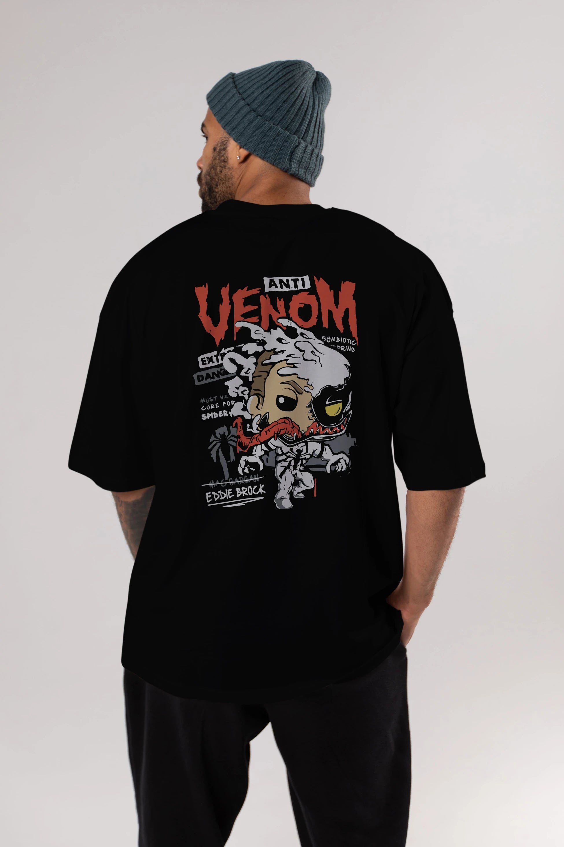 Venom (9) Arka Baskılı Oversize t-shirt Erkek Kadın Unisex %100 Pamuk Bisiklet Yaka tişort