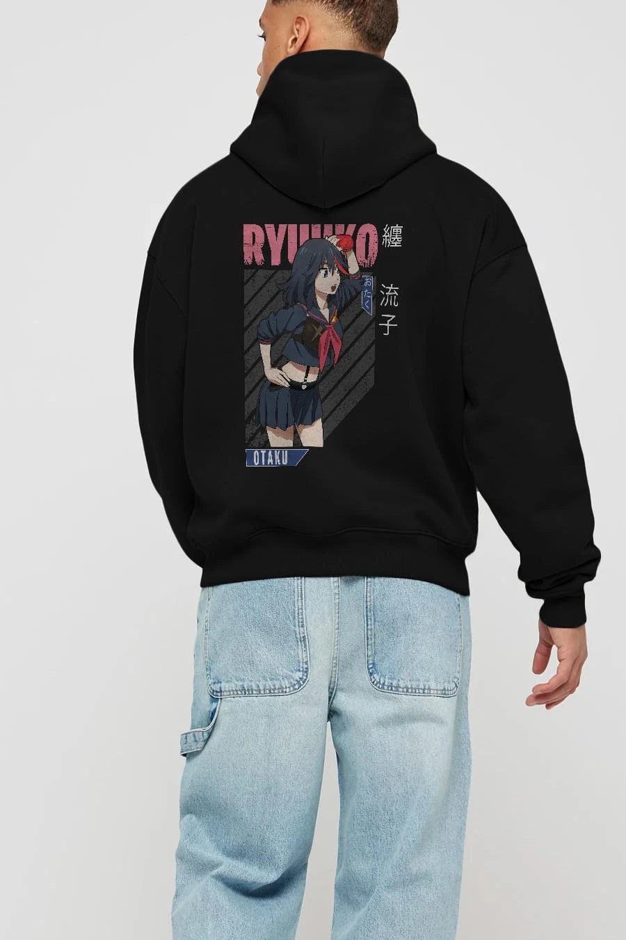 Ryuuko Matoi 6 Anime Arka Baskılı Hoodie Oversize Kapüşonlu Sweatshirt Erkek Kadın Unisex