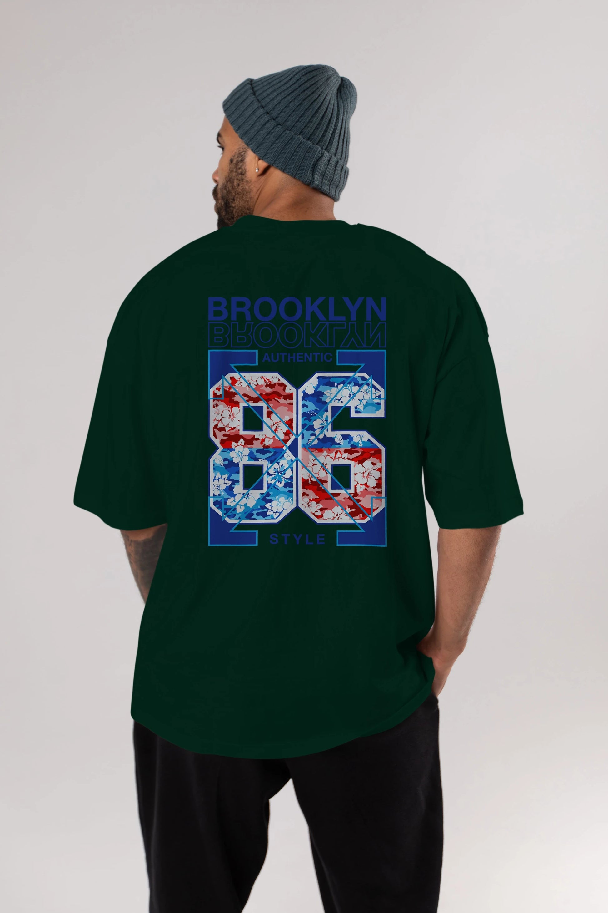 Brooklyn 86 Style Arka Baskılı Oversize t-shirt Erkek Kadın Unisex
