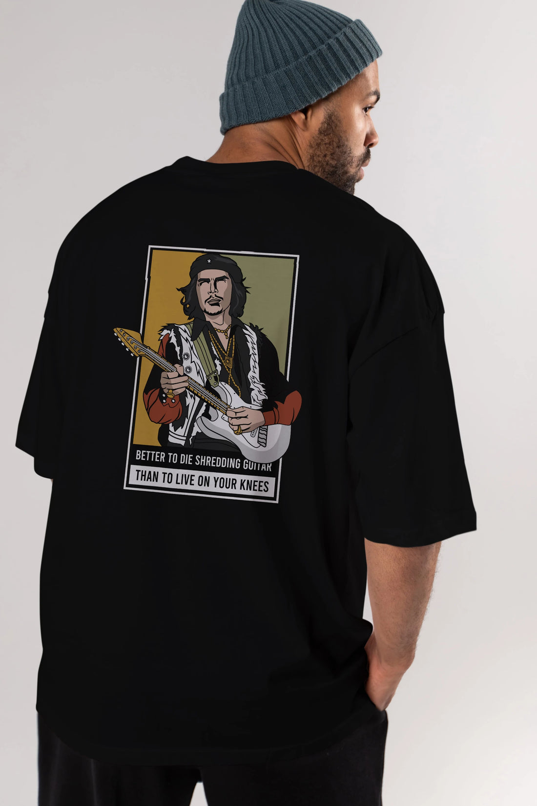 Che Guevara Hendrix Arka Baskılı Oversize t-shirt Erkek Kadın Unisex %100 Pamuk tişort