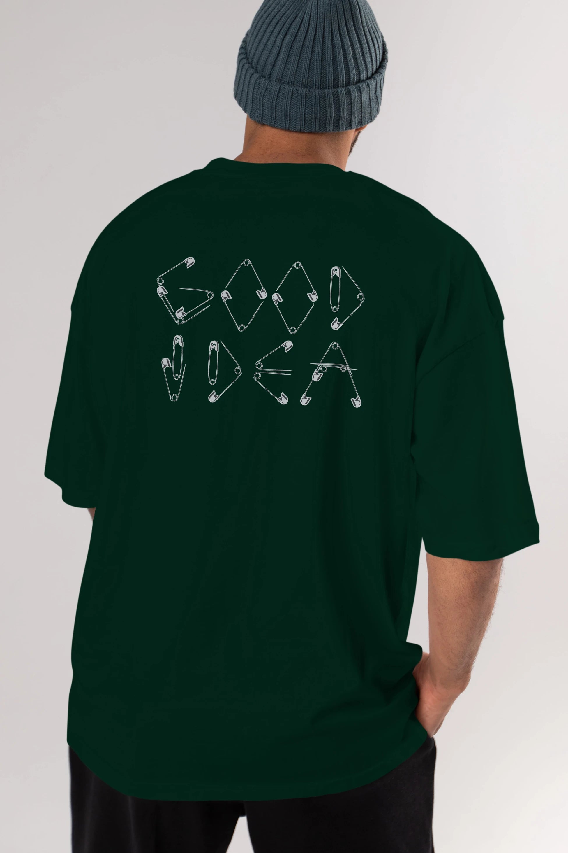 Good Idea Arka Baskılı Oversize t-shirt %100 pamuk Erkek Kadın Unisex