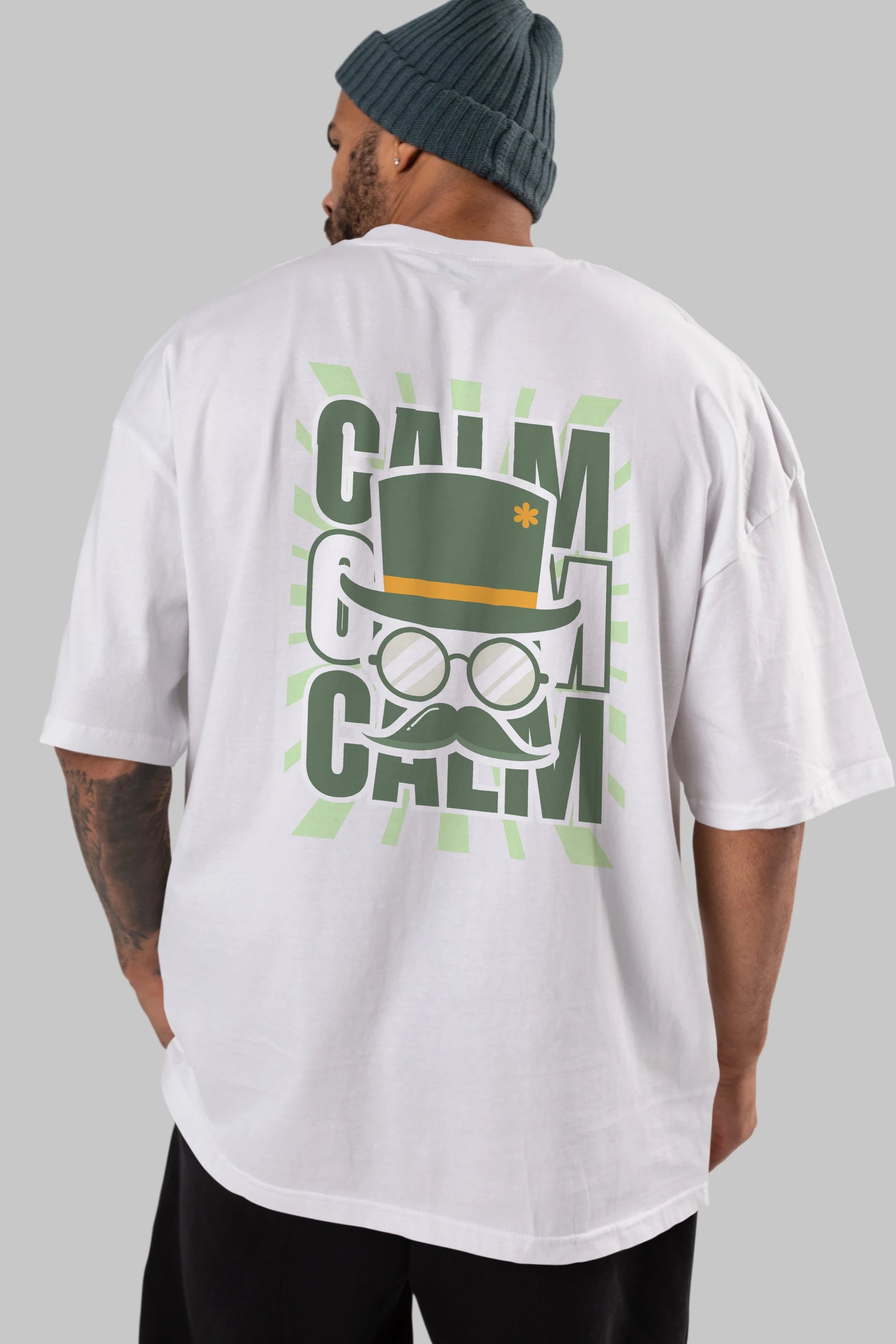 Calm Yazılı Arka Baskılı Oversize t-shirt Erkek Kadın Unisex