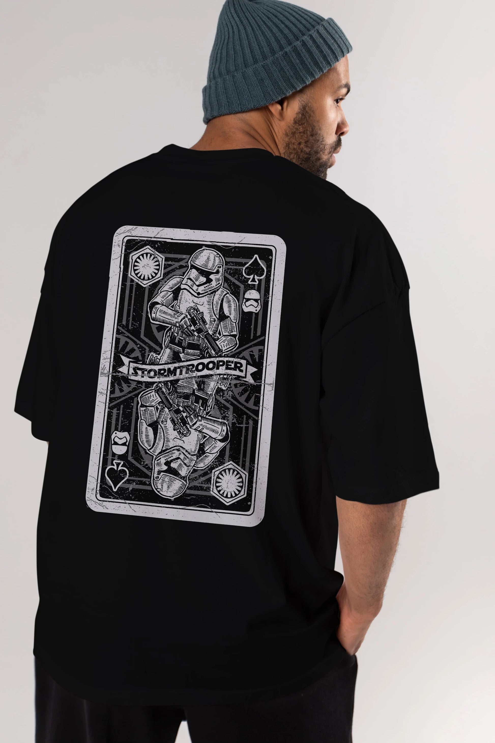 Stormtrooper Playing Card Arka Baskılı Oversize t-shirt Erkek Kadın Unisex %100 Pamuk