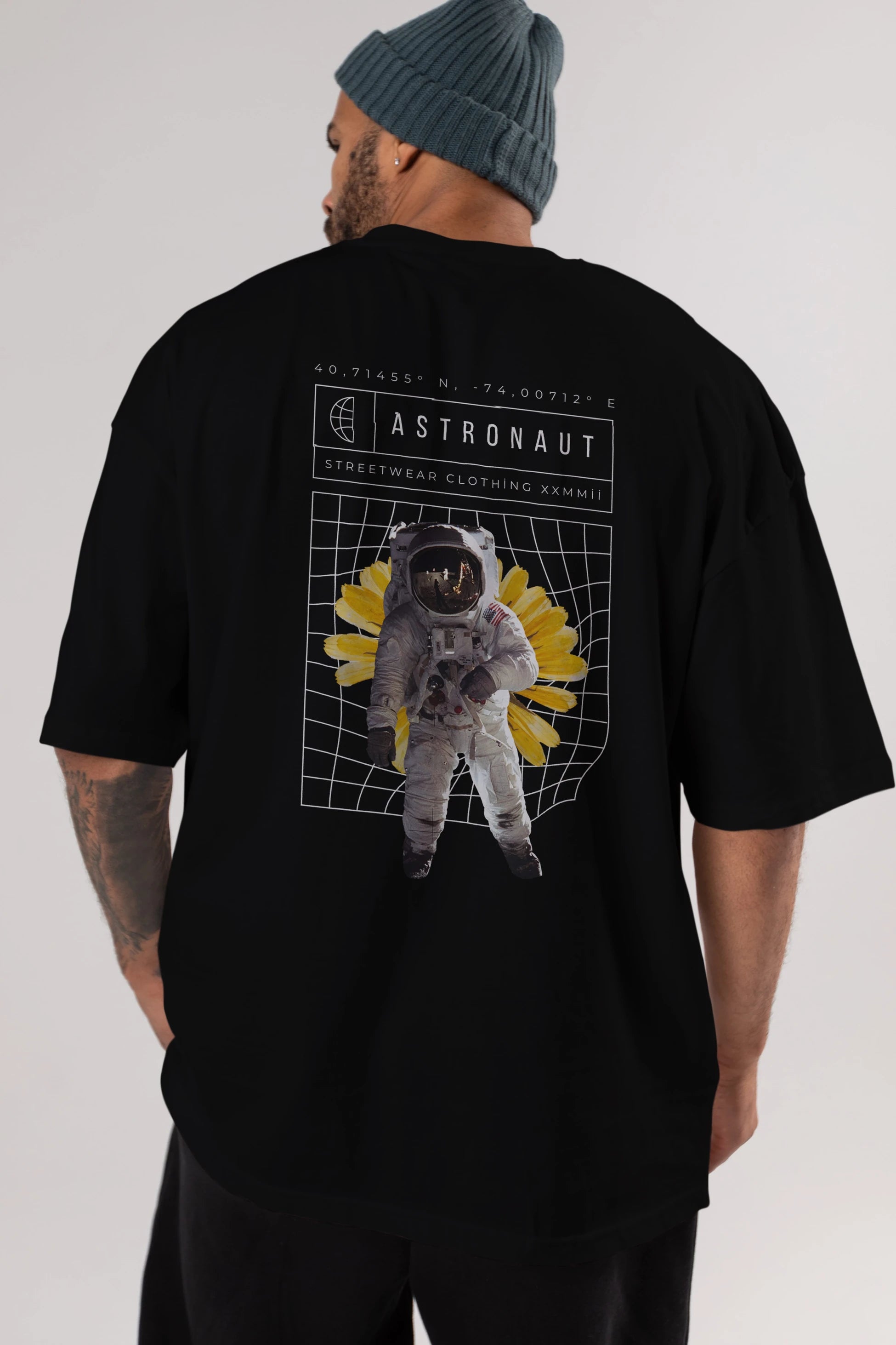 Astronaut Streetwear Arka Baskılı Oversize t-shirt Erkek Kadın Unisex