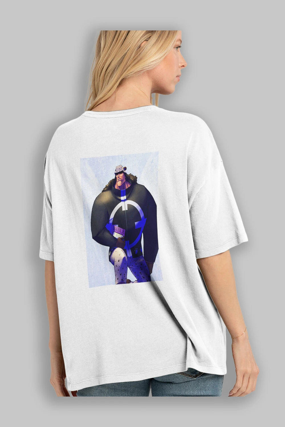 Bartholomew Kuma Anime Arka Baskılı Oversize t-shirt Erkek Kadın Unisex %100 pamuk tişort