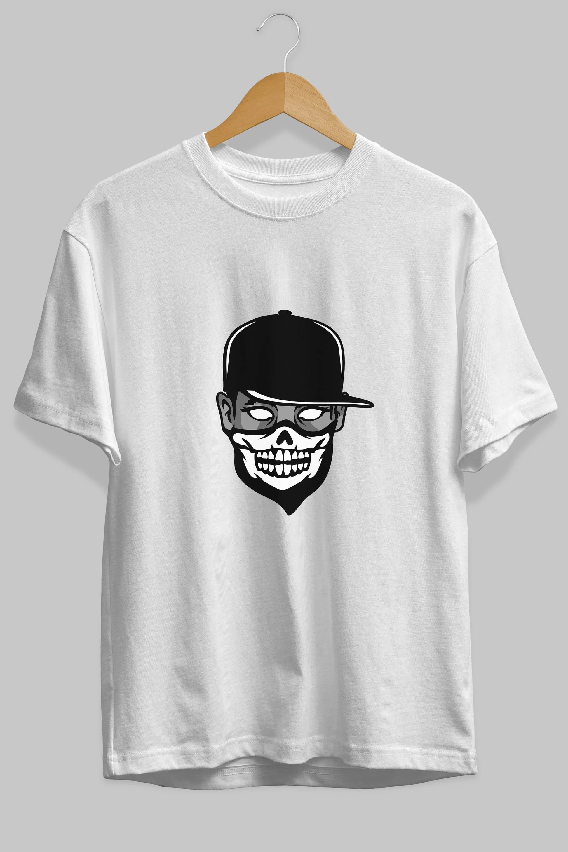 Skull Mask Ön Baskılı Oversize t-shirt Erkek Kadın Unisex %100 Pamuk tişort