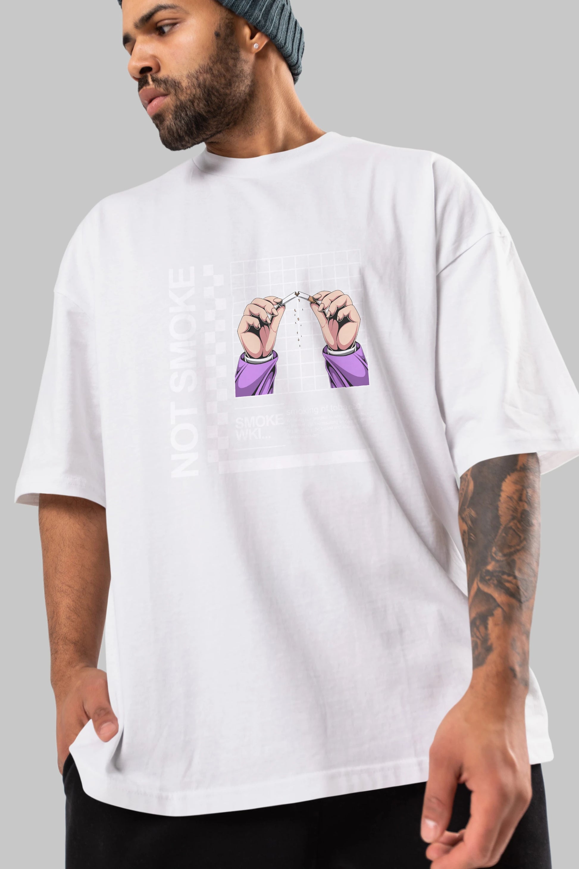 Not Smoke Ön Baskılı Oversize t-shirt Erkek Kadın Unisex