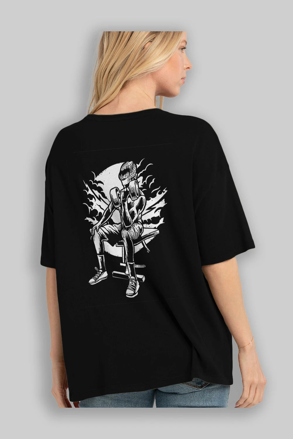 No Pain No Gain Arka Baskılı Oversize t-shirt Erkek Kadın Unisex %100 Pamuk