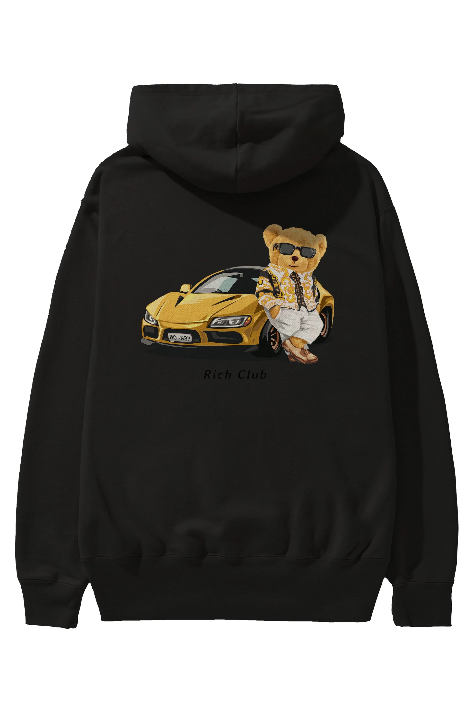 Teddy Bear Rich Club Arka Baskılı Hoodie Oversize Kapüşonlu Sweatshirt Erkek Kadın Unisex